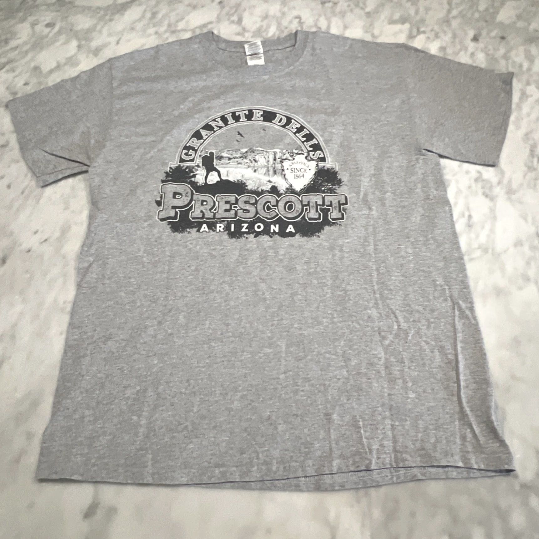 Gildan VINTAGE Granite Dells Prescott Arizona T Shirt Large Grey 1990s Hiking Lake Gildan Short Sleeve Mens Large Grey/Gray Clothing Graphic Tee Size US L / EU 52-54 / 3 - 2 Thumbnail