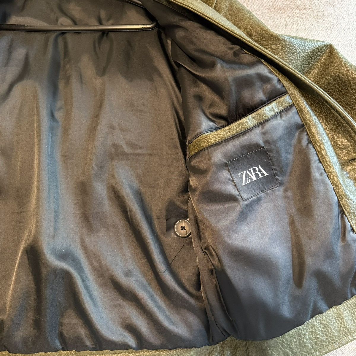 Zara Green pebbled leather jacket Size US S / EU 44-46 / 1 - 4 Thumbnail