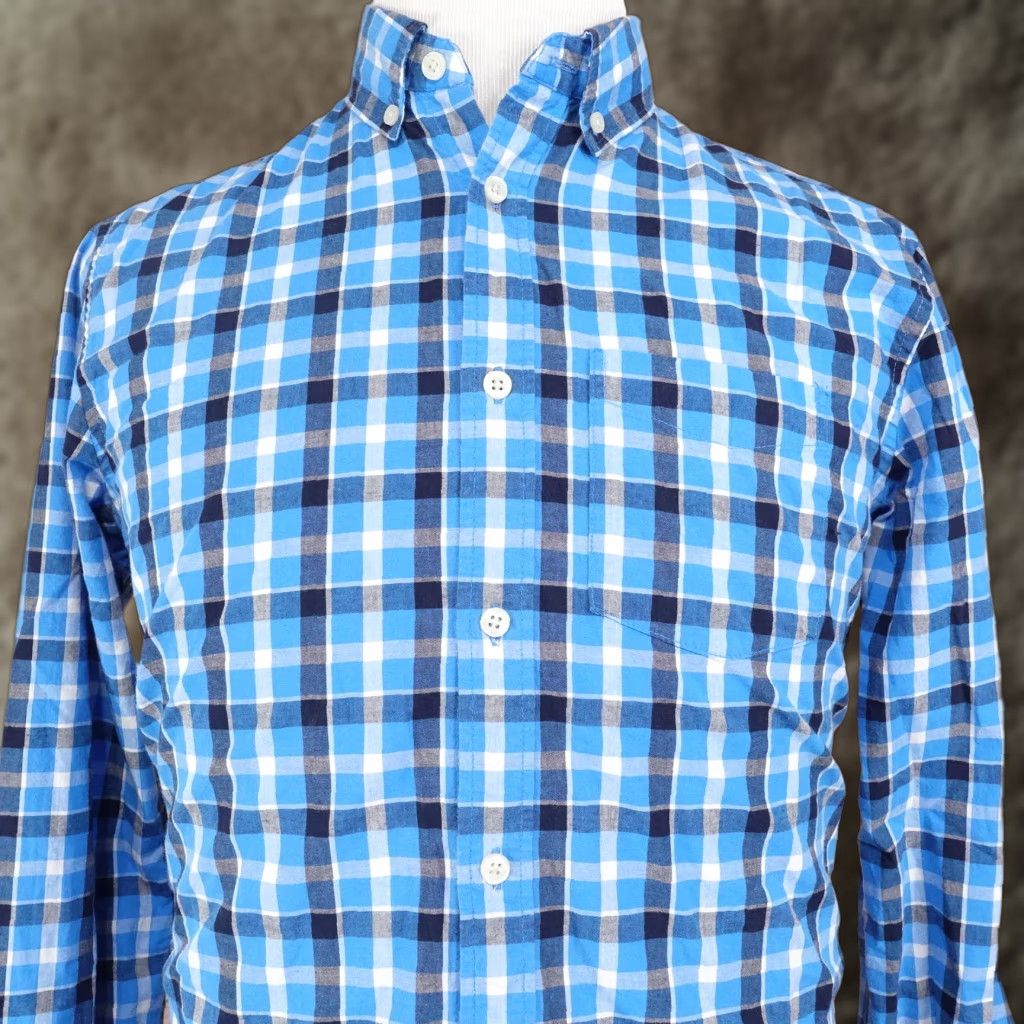 Gap GAP Blue Check Button-Up Shirt Mens Medium Standard Fit Long Sleeve Collared Cotton Size US M / EU 48-50 / 2 - 1 Thumbnail