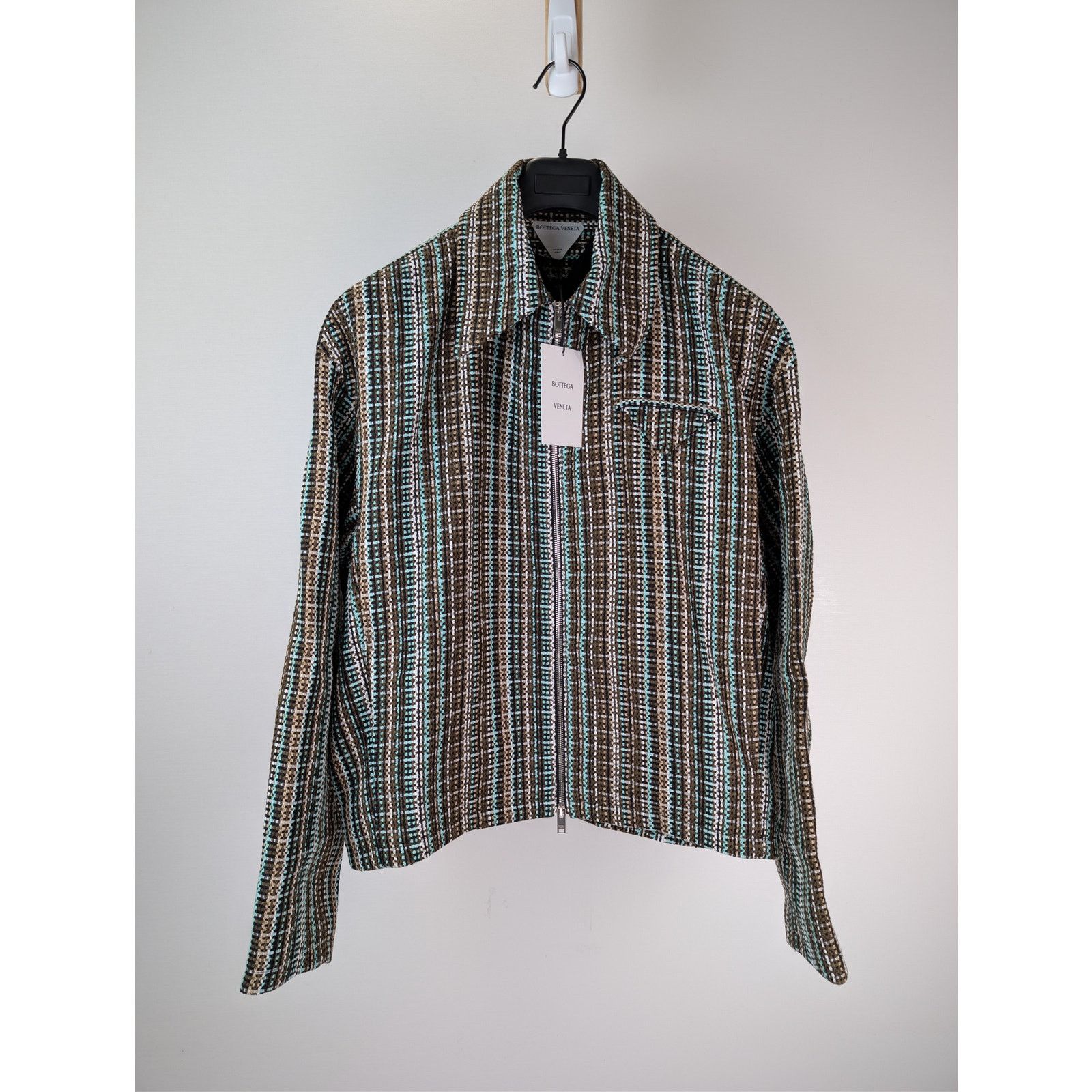 Bottega Veneta o1rshd1 Multicoloured Cotton Check Blouson Jacket in Black Size US M / EU 48-50 / 2 - 1 Thumbnail