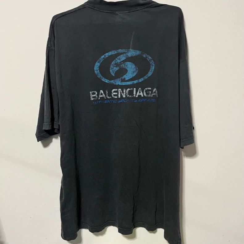 Balenciaga Balenciaga Washed Black Blurred Wave Swivel Short Sleeve Size US L / EU 52-54 / 3 - 1 Thumbnail