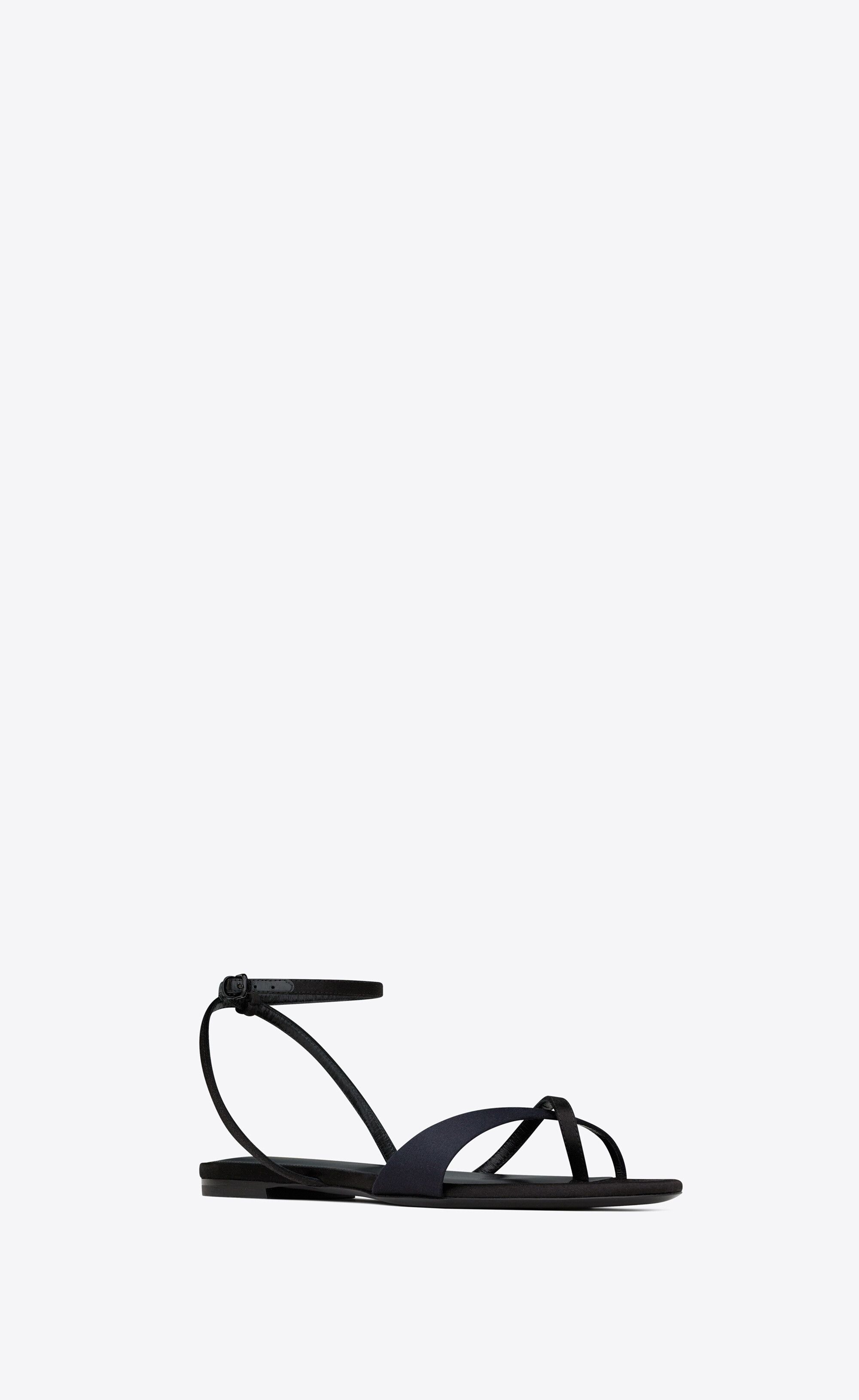 Saint Laurent Paris o1s1wg111024 Dive Sandals in Silk Satin in Black Size US 6 / IT 36 - 3 Thumbnail