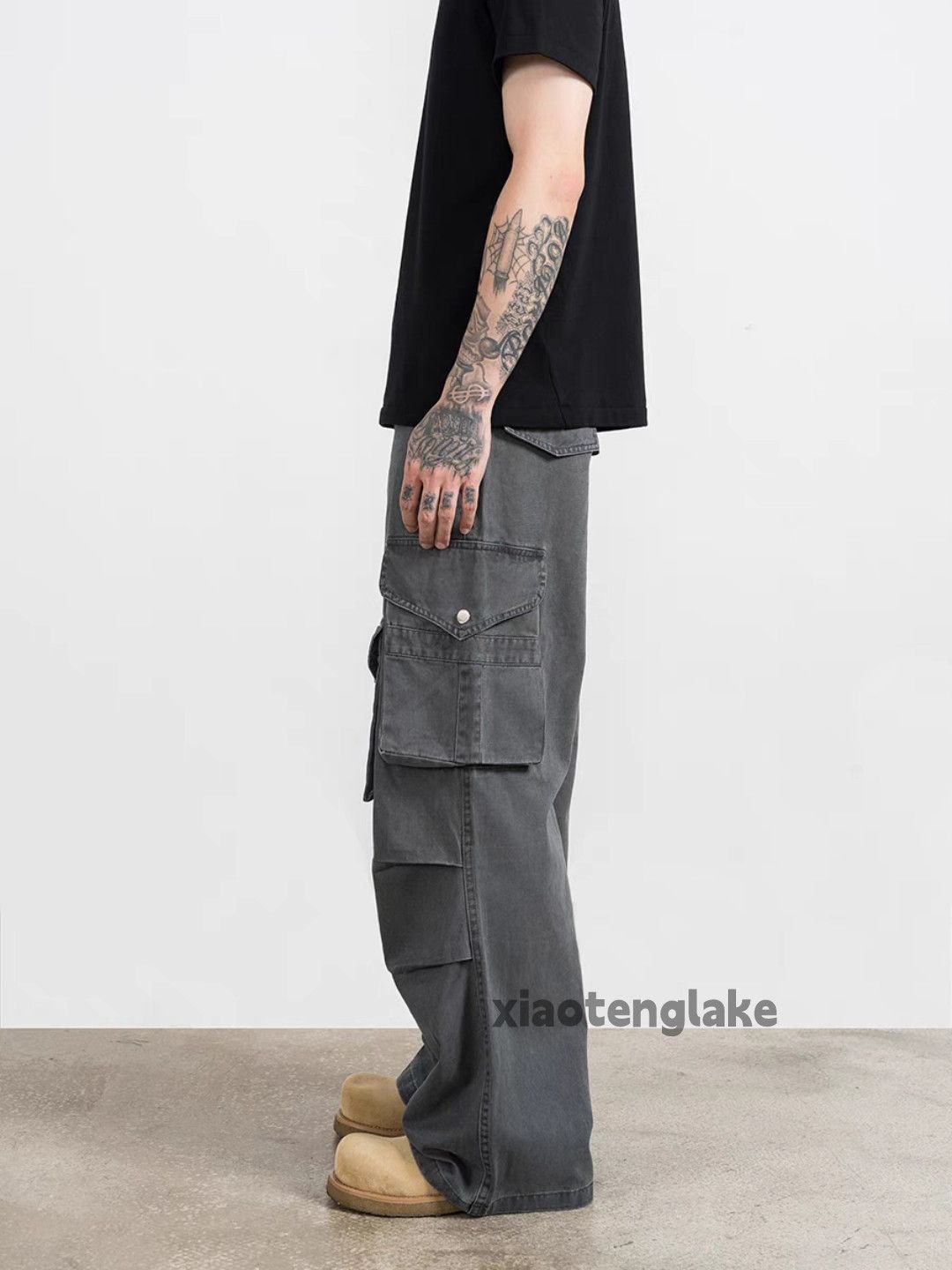 Designer × Vintage washed faded utility military baggy pleated cargo pants Size US 30 / EU 46 - 4 Thumbnail