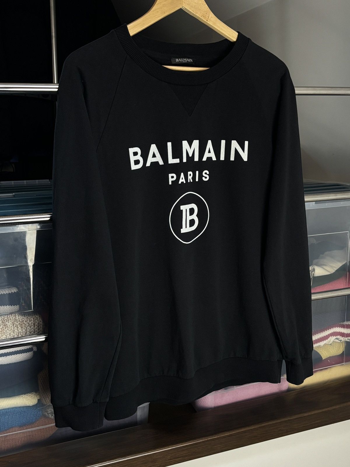 Balmain Balmain Paris Logo Black Oversized Sweatshirt Size XS / US 0-2 / IT 36-38 - 2 Thumbnail