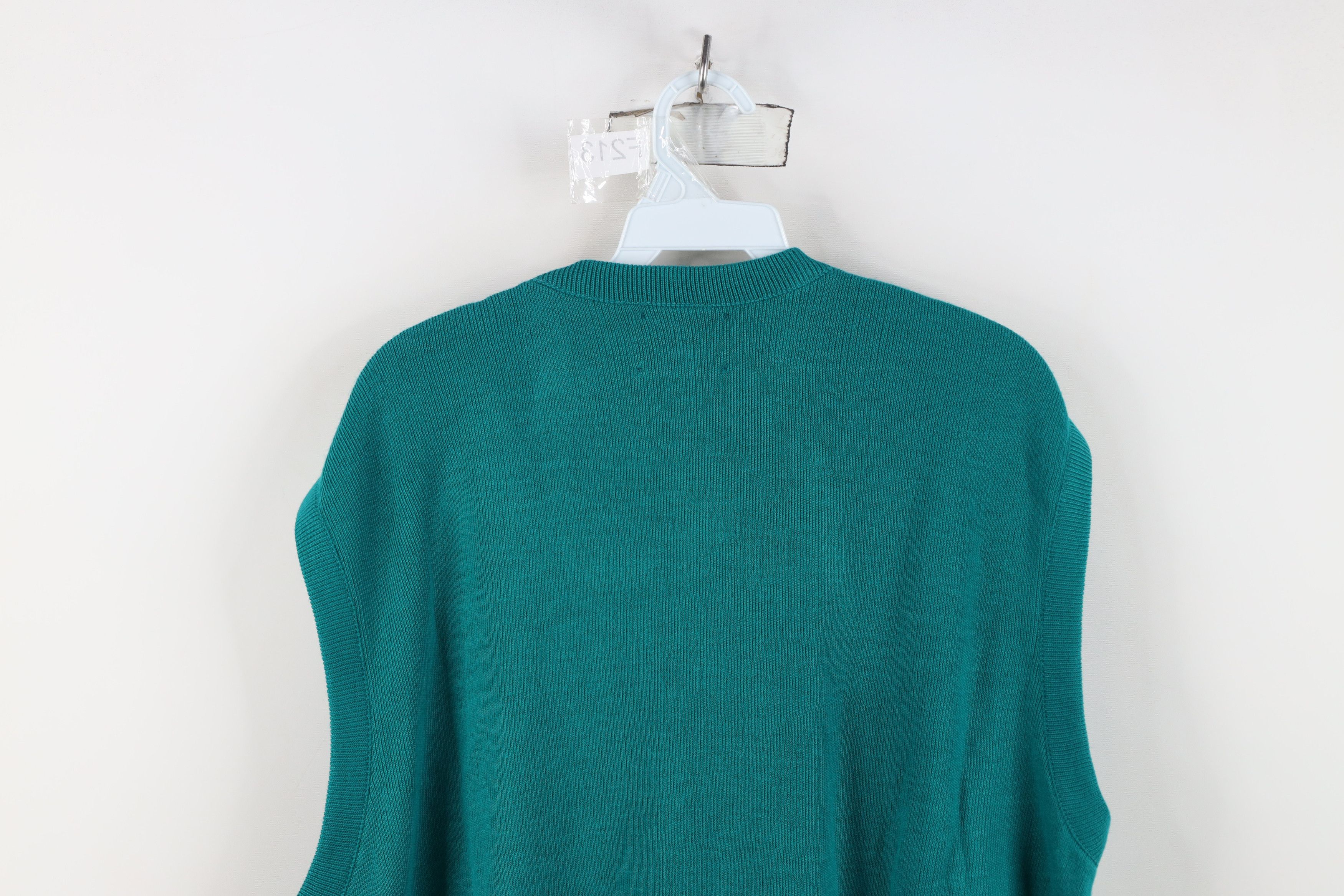 Vintage Vintage 90s Streetwear Knit V-Neck Sweater Vest Teal USA Size US XXL / EU 58 / 5 - 10 Thumbnail