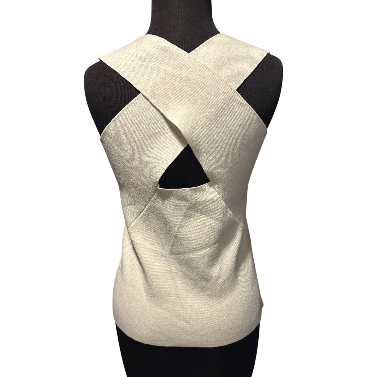 Ann Taylor Ann Taylor White Knit V Neck Criss Cross Back Stretch Top M Size M / US 6-8 / IT 42-44 - 1 Thumbnail