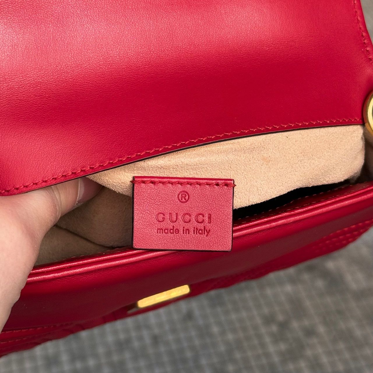 Gucci Gucci Red GG Marmont Mini Top Handle Bag With Chain Size ONE SIZE - 10 Thumbnail