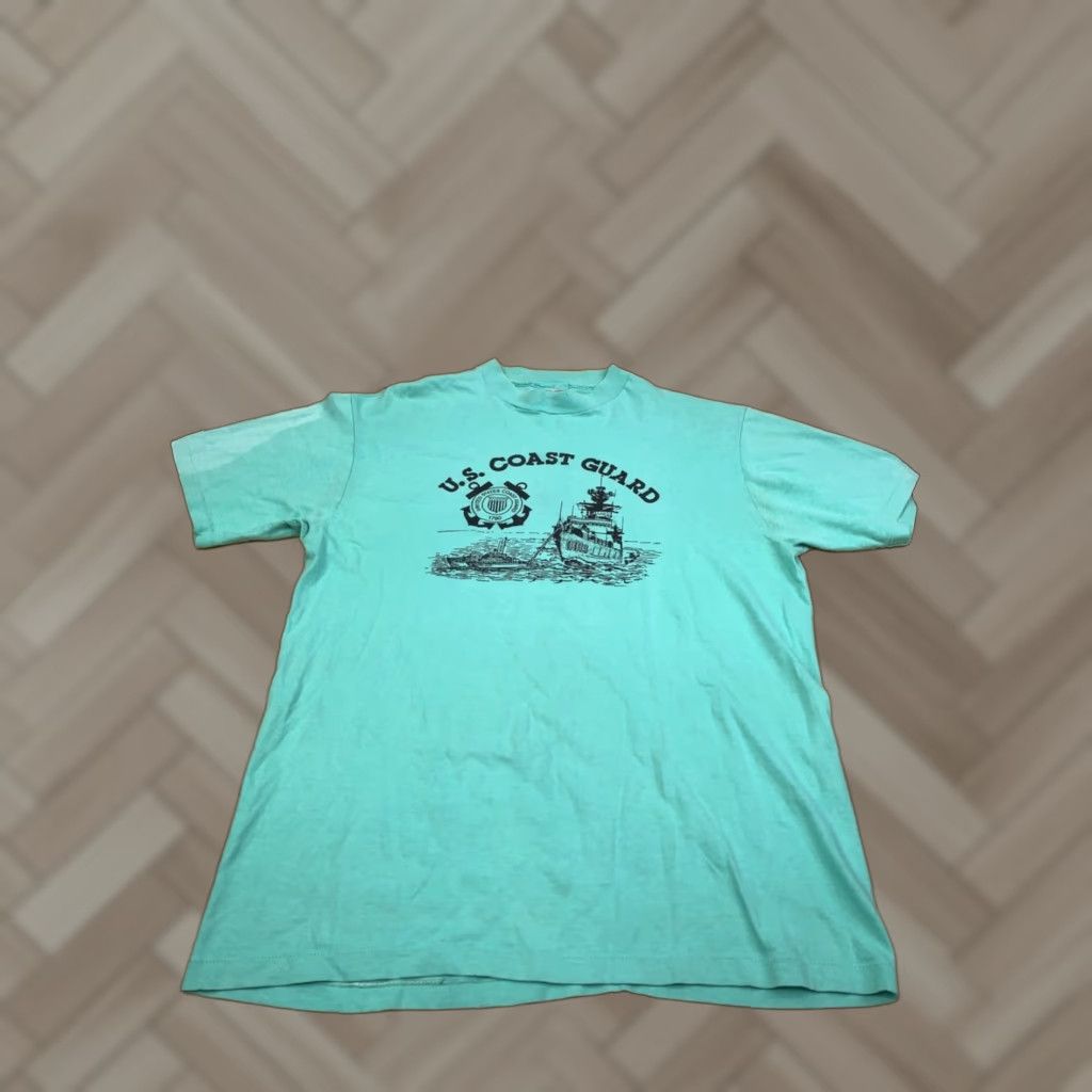 Hanes VINTAGE United States Coast Guard Shirt Mens L Mint Green 90s USA Military Hanes T-Shirt Green 90s Mens Size US L / EU 52-54 / 3 - 1 Thumbnail