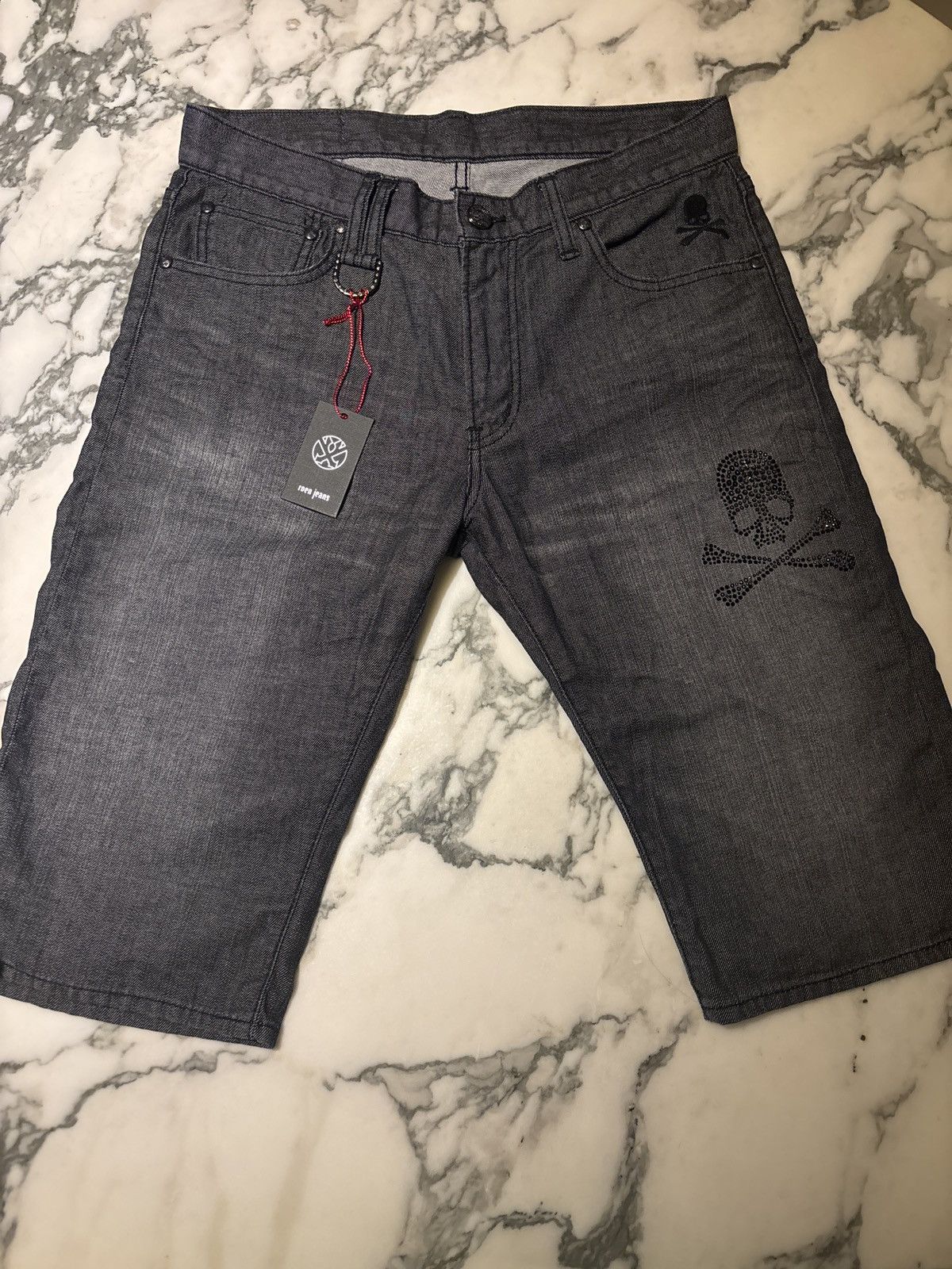 Roen Roen Swarovski Embellished Skull Denim Shorts Size US 30 / EU 46 - 1 Thumbnail