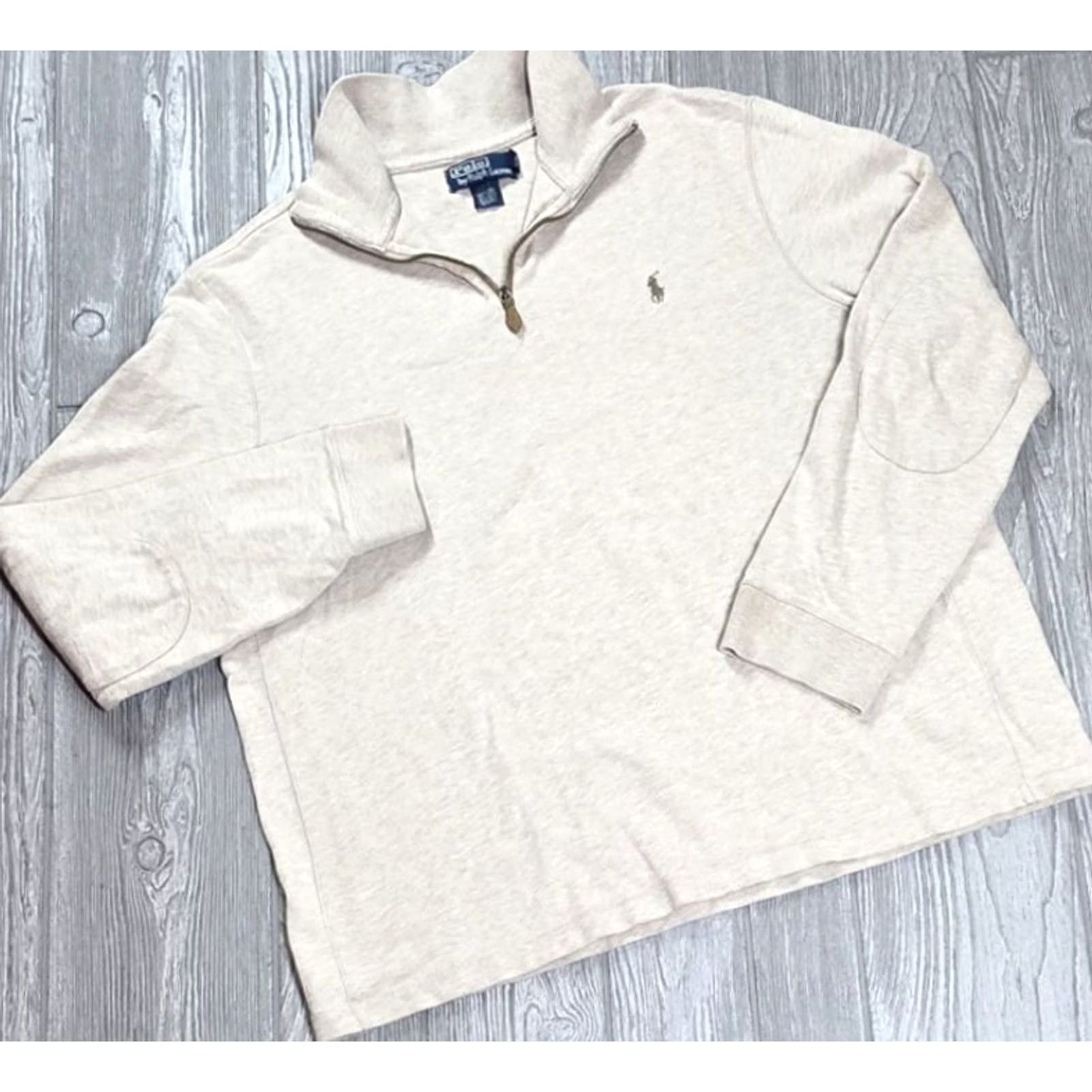 Polo Ralph Lauren VINTAGE Polo Ralph Lauren Sweater Shirt XL Beige Green Pony 1/4 Zip Embroidered Logo Knit Mock Neck Men Hea? no Size US XL / EU 56 / 4 - 2 Thumbnail
