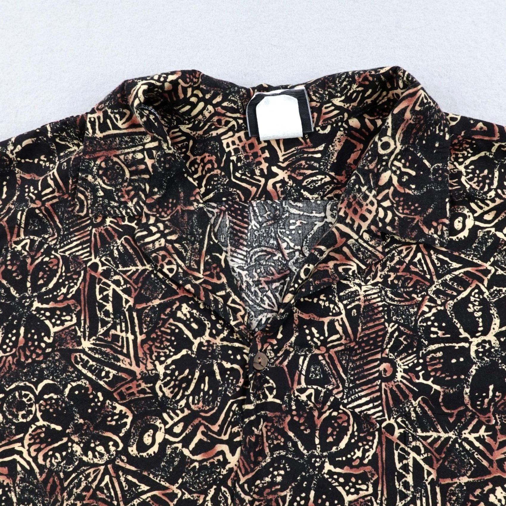 Hilo Hattie VINTAGE Hattie Shirt Mens 2XL Black Brown Floral Hawaiian Tribal Aloha Camp Shirt Size US XXL / EU 58 / 5 - 2 Thumbnail
