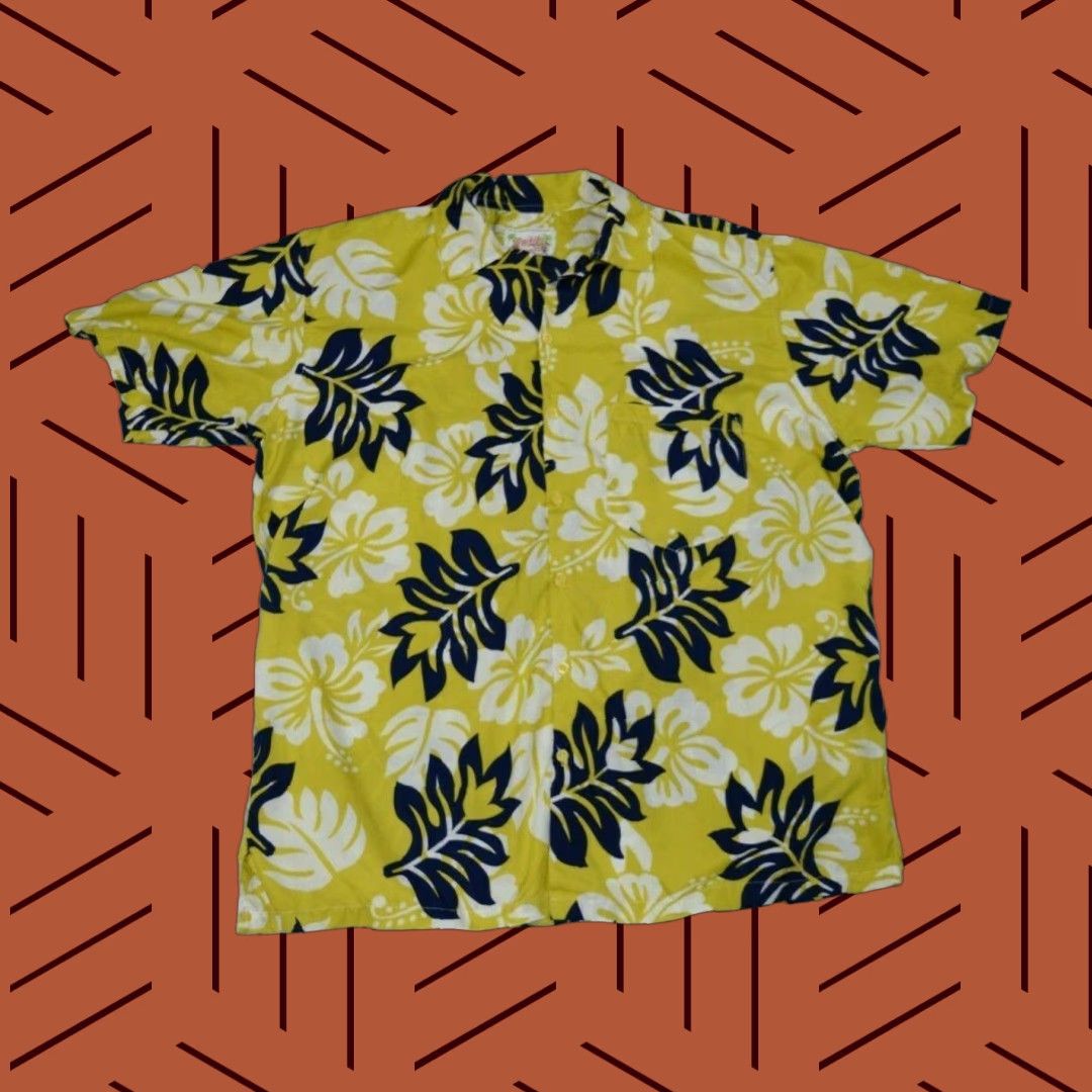 Vintage Waikiki Creations Shirt Mens XL Yellow Blue Flowers Hawaiian Surfboards Size US XL / EU 56 / 4 - 1 Thumbnail