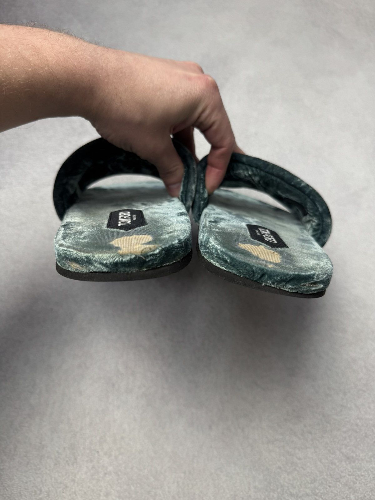 Tom Ford ✅ Tom Ford Teal Velvet TF Logo Slippers Slides US7-8 Size US 7.5 / EU 40-41 - 9 Thumbnail