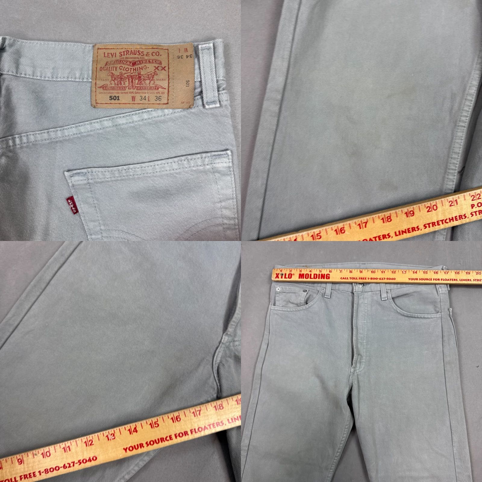Levi's VINTAGE Levi's 501 Jeans Mens 34x30 Gray 90s Faded Denim Washout Straight Pants Size US 34 / EU 50 - 8 Thumbnail