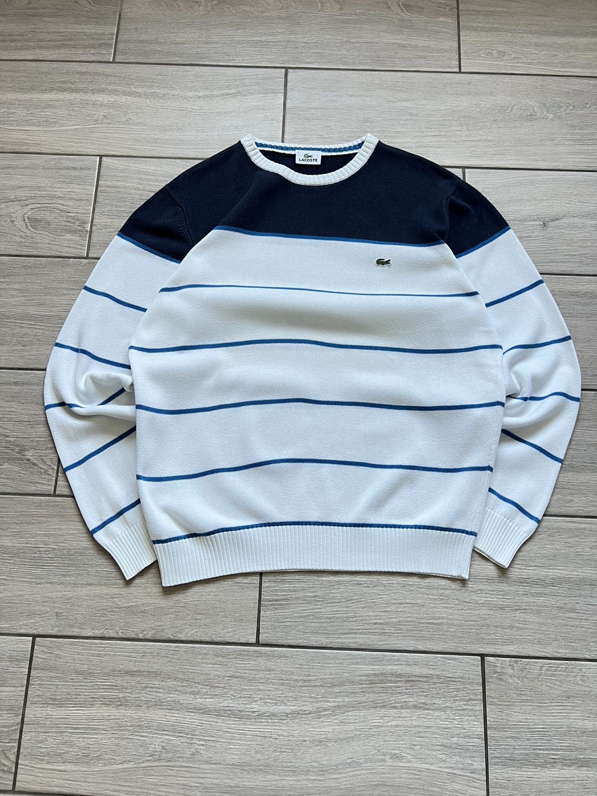 Lacoste Vintage Lacoste Sweater Striped Knit Baggy 90s France 🇫🇷 Size US XL / EU 56 / 4 - 5 Thumbnail