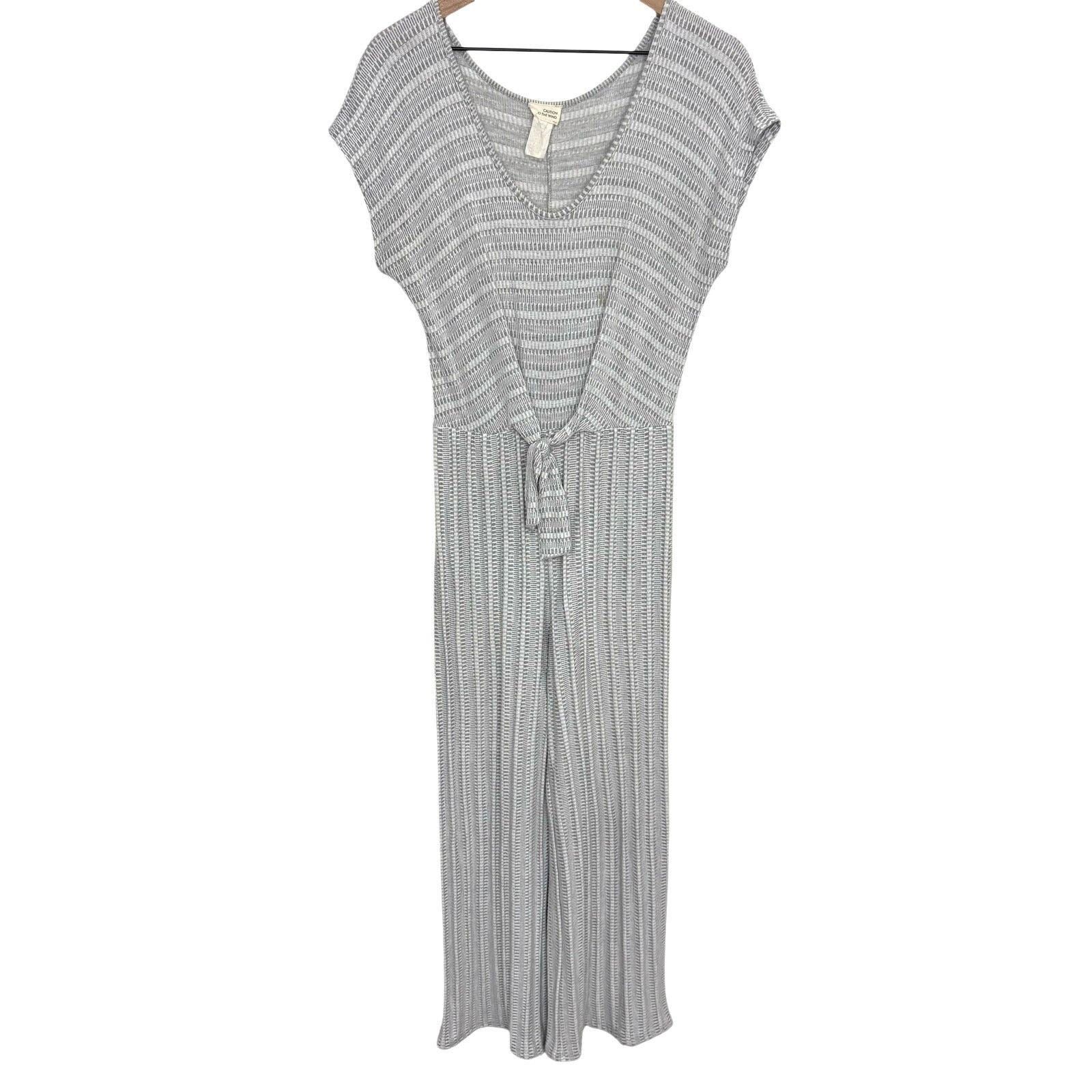 Other Caution to the Wind Gray & White Knotted Front Wide Leg Jump Size 32" / US 10 / IT 46 - 1 Thumbnail
