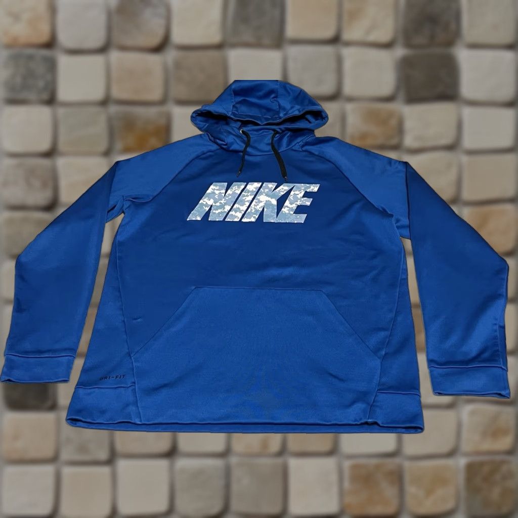 Nike Nike Dri-Fit Hoodie Pullover Men L Blue Camouflage Logo Fleece Size US L / EU 52-54 / 3 - 1 Thumbnail