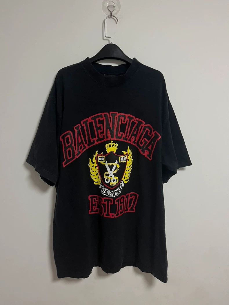 Balenciaga Black scissors shield 1917 short sleeve T-shirt