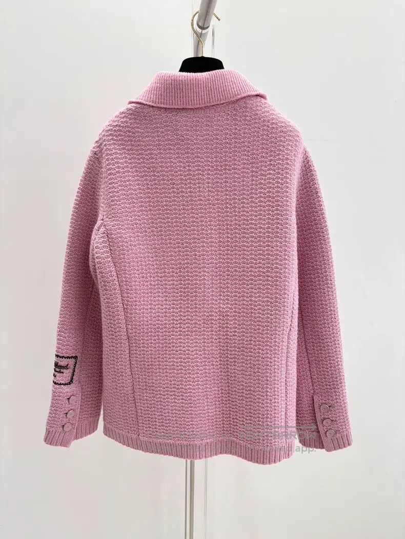 Chanel Chanel Pink cotton wool knitted coat Size XS / US 0-2 / IT 36-38 - 2 Thumbnail