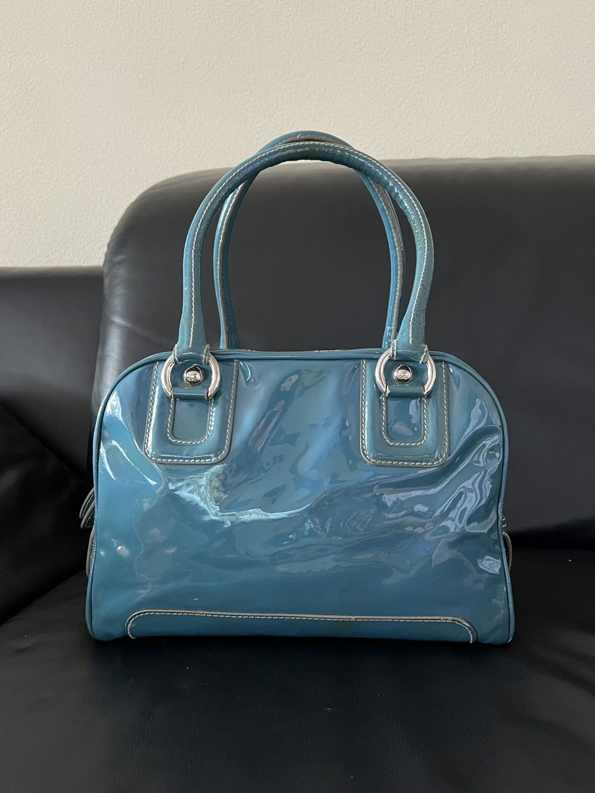 Dolce & Gabbana 2010s Dolce & Gabbana Blue Lily Multi Zips Bag Size ONE SIZE - 3 Thumbnail