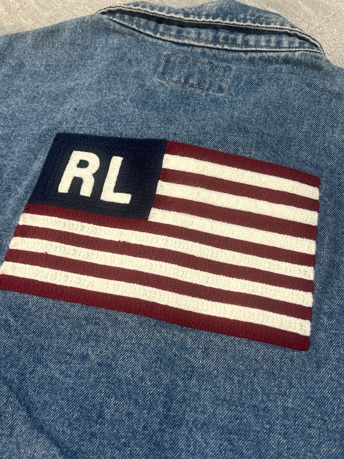 Polo Ralph Lauren Vintage 90s Polo Jeans Ralph Lauren Big Flag Denim Jacket Size US L / EU 52-54 / 3 - 3 Thumbnail
