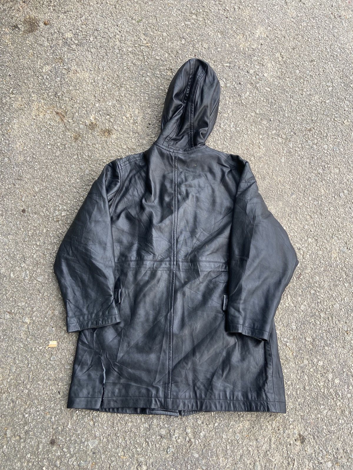 Yohji Yamamoto Circa 92–93 Hooded Leather Coat with Asymmetrical Button Size US L / EU 52-54 / 3 - 14 Thumbnail
