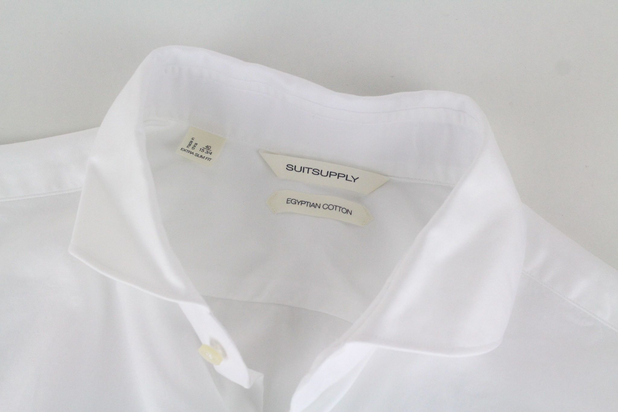 Suitsupply 40/15 3/4 Extra Slim White Cotton Cutaway Twill 72369 Size 40R - 3 Thumbnail