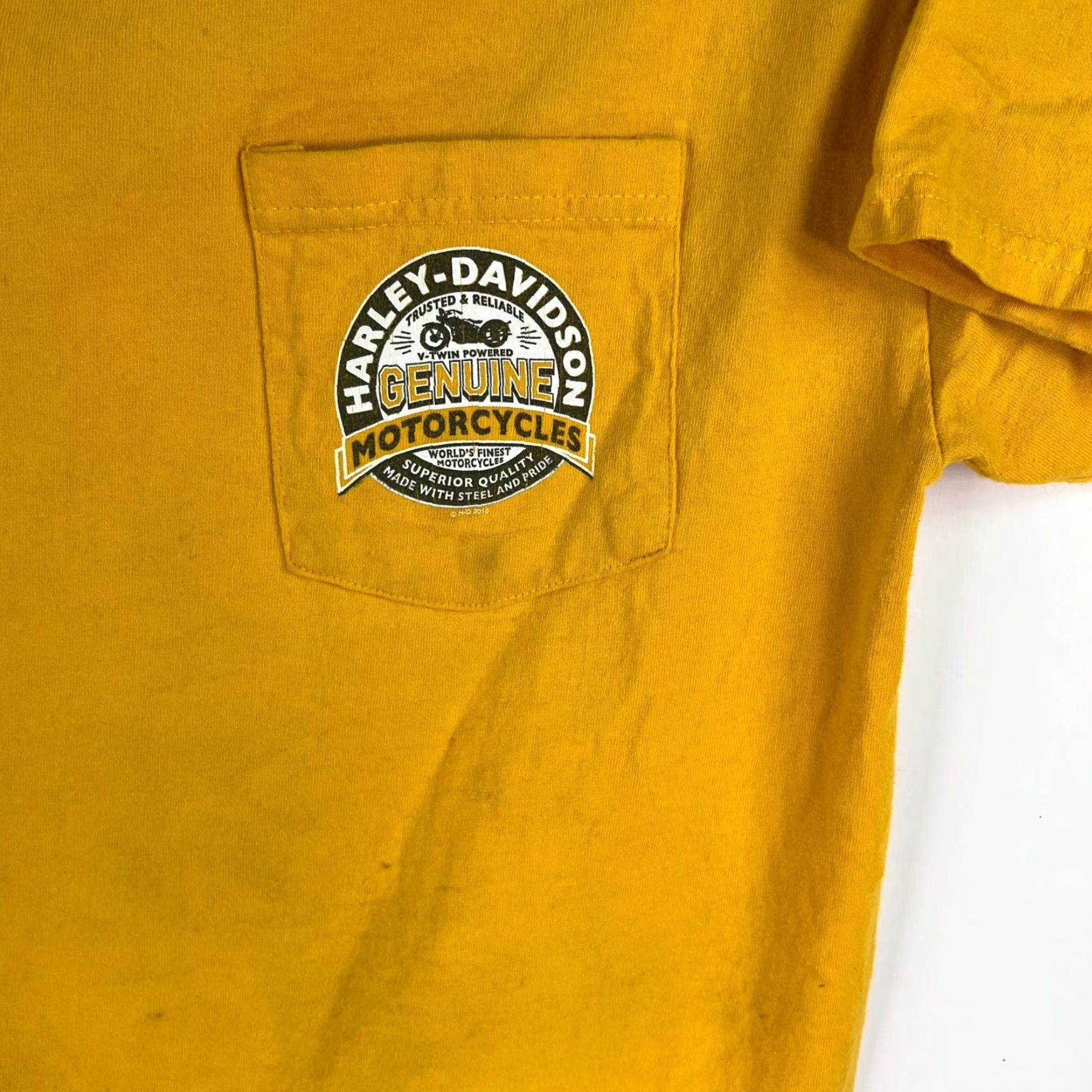 Harley Davidson Harley-Davidson Shirt Mens Size M Crew Neck Yellow Pocket Graphic Conyers GA USA 2010s Biker Capable of Pockets Mens Size US M / EU 48-50 / 2 - 2 Thumbnail