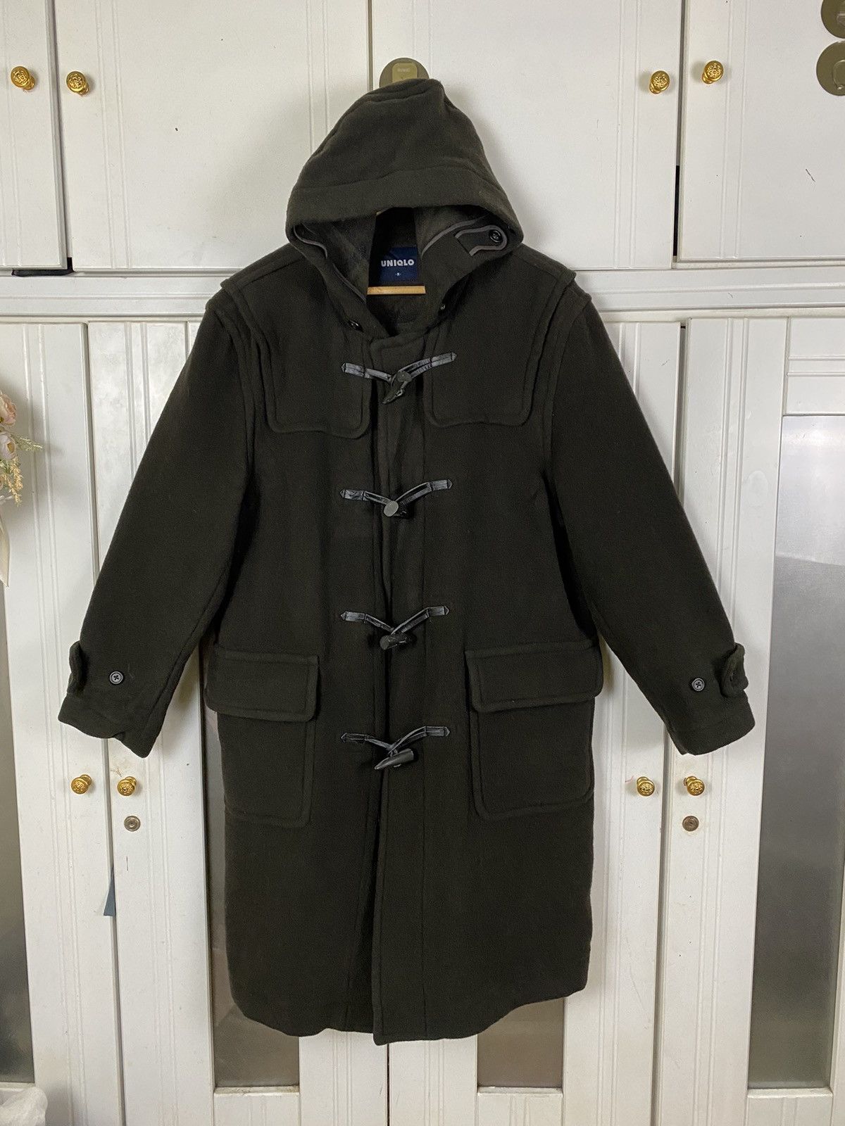 image of Uniqlo Duffle Long Coat Jacket in Green, Men's (Size Medium)