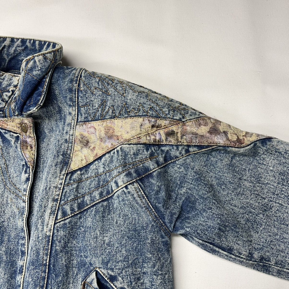 Faded Glory × Vintage Vintage Faded Glory Denim Jacket Bomber Floral Faded Y2K 90s Size M / US 6-8 / IT 42-44 - 7 Thumbnail