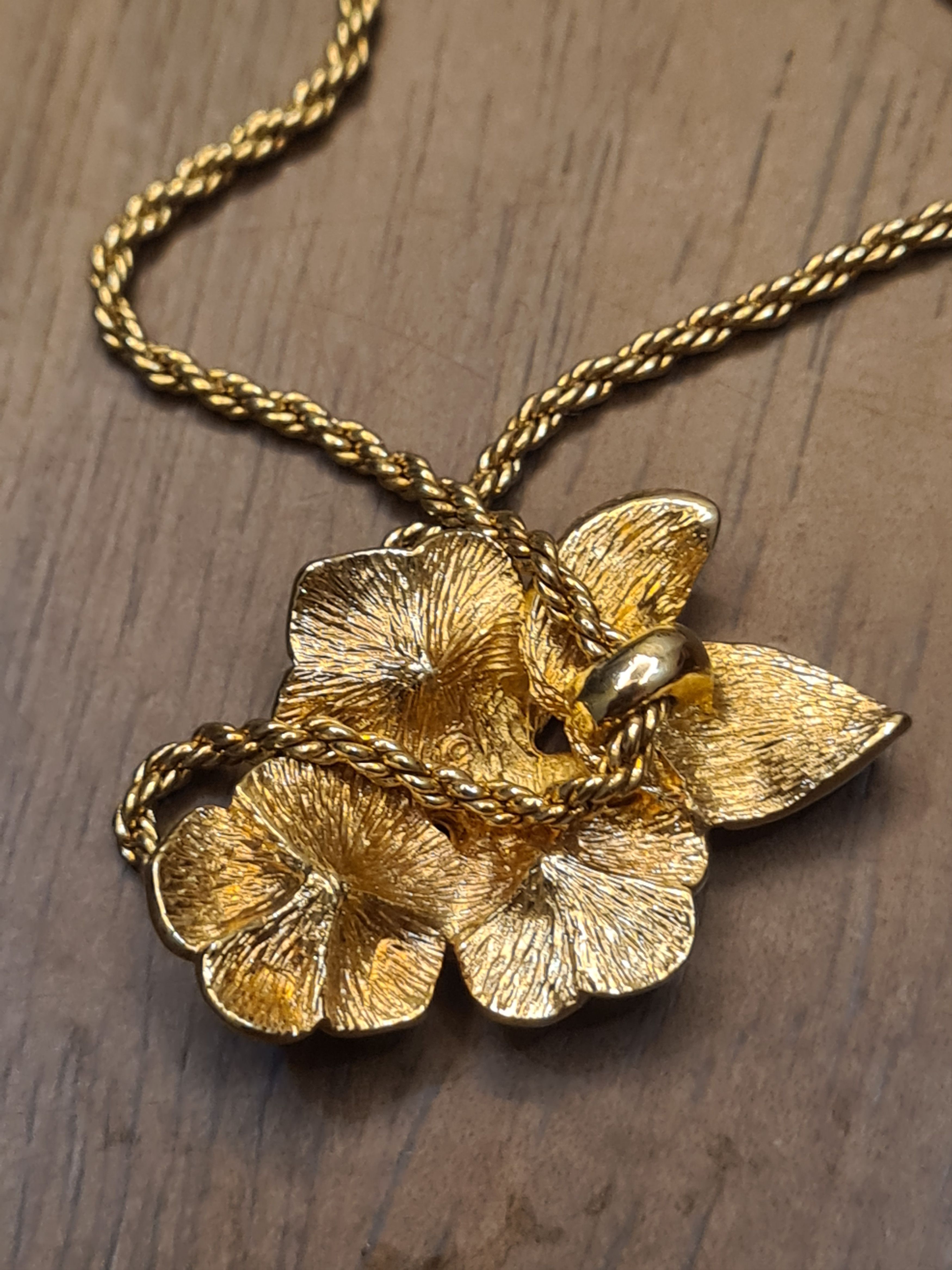 Christian Dior Monsieur × Dior × Jewelry Rare DIOR Gold tone Three Flower Leaf Pearl Necklace Size ONE SIZE - 4 Thumbnail