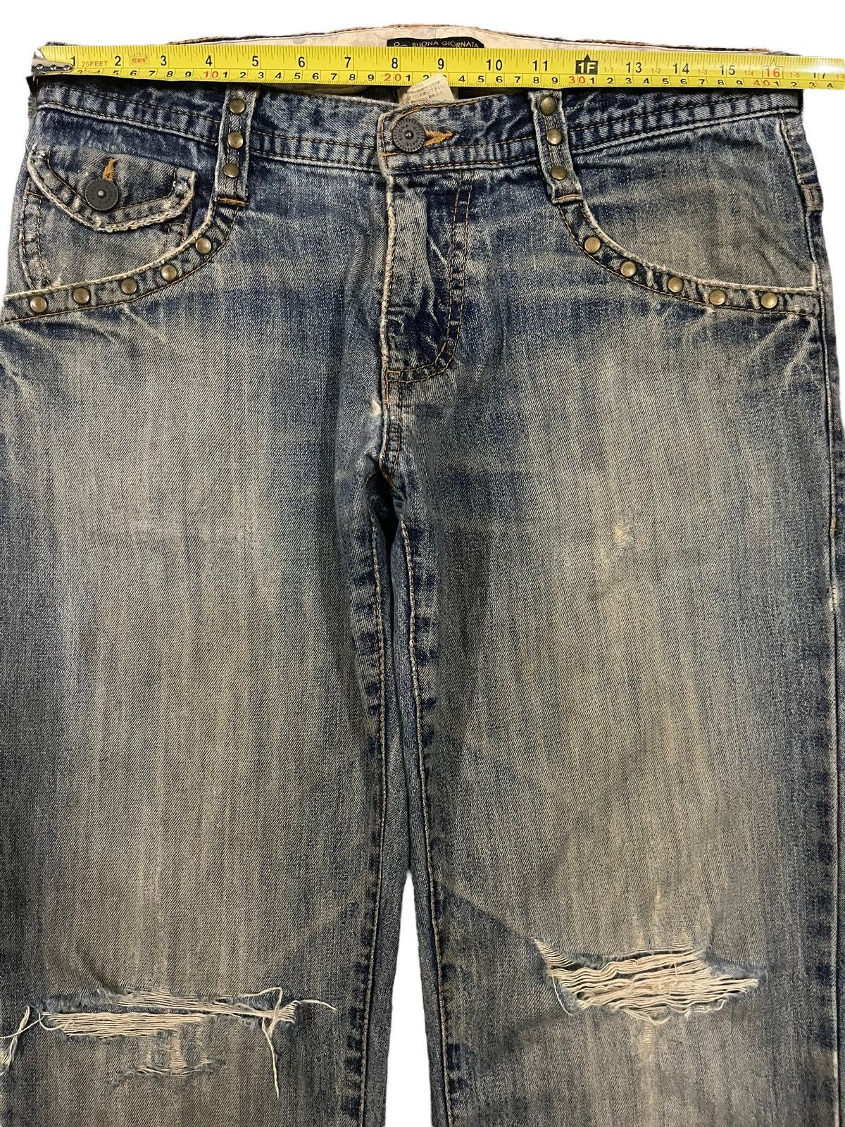If Six Was Nine Vintage Japan Buona Giornata Blue Wash Distress Loose Jeans Size US 32 / EU 48 - 9 Thumbnail