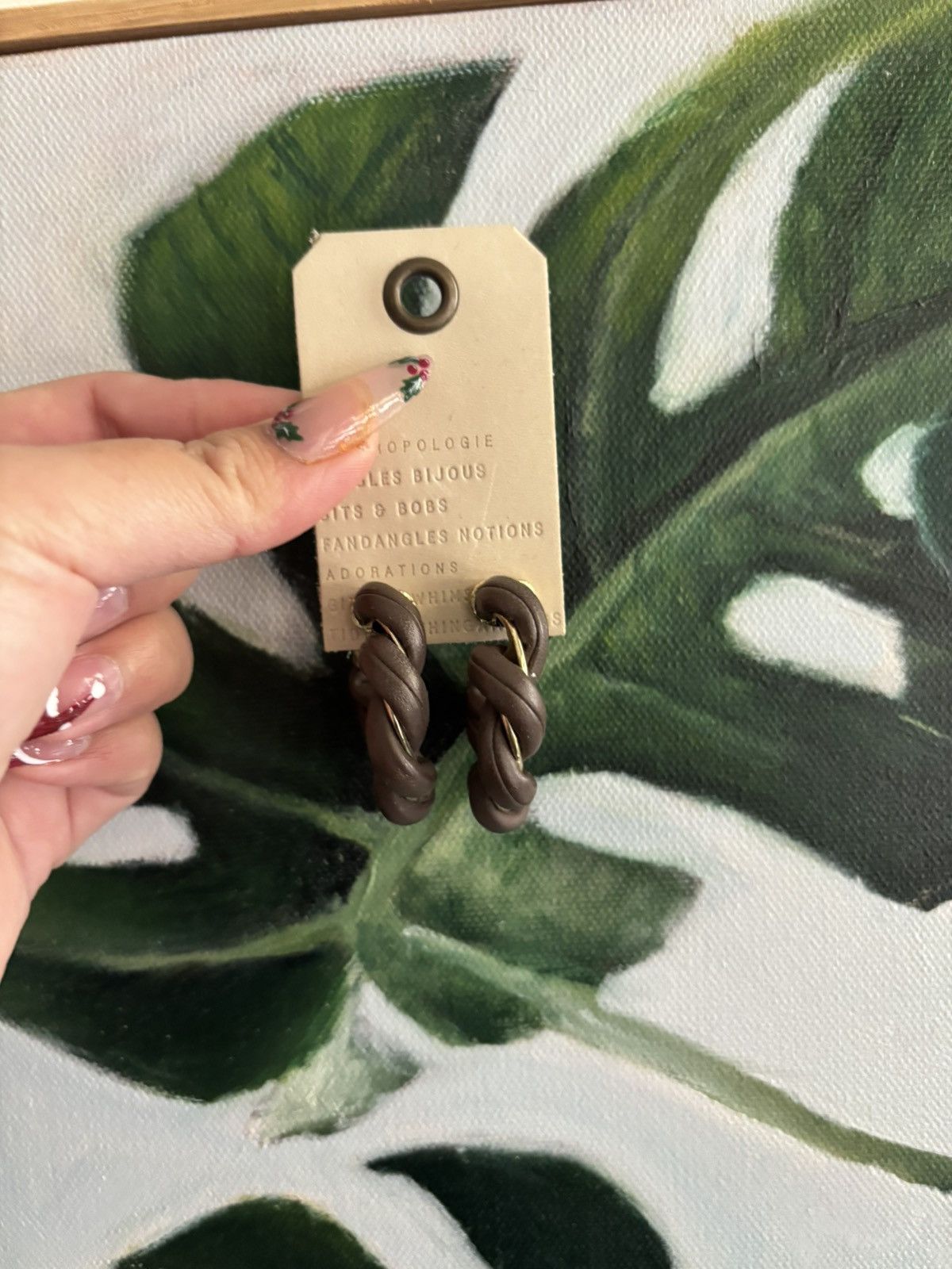 Anthropologie Anthropologie Faux-Leather Twist Hoop Earrings Size ONE SIZE - 1 Thumbnail