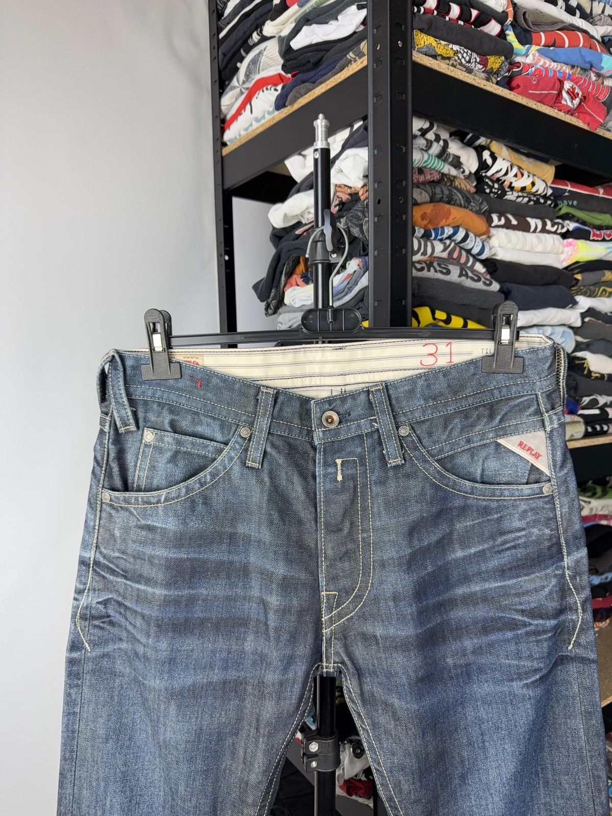 Replay Luxury 00s Replay Blue Denim pants Jeans W31 Vintage Italy Size US 31 - 2 Thumbnail