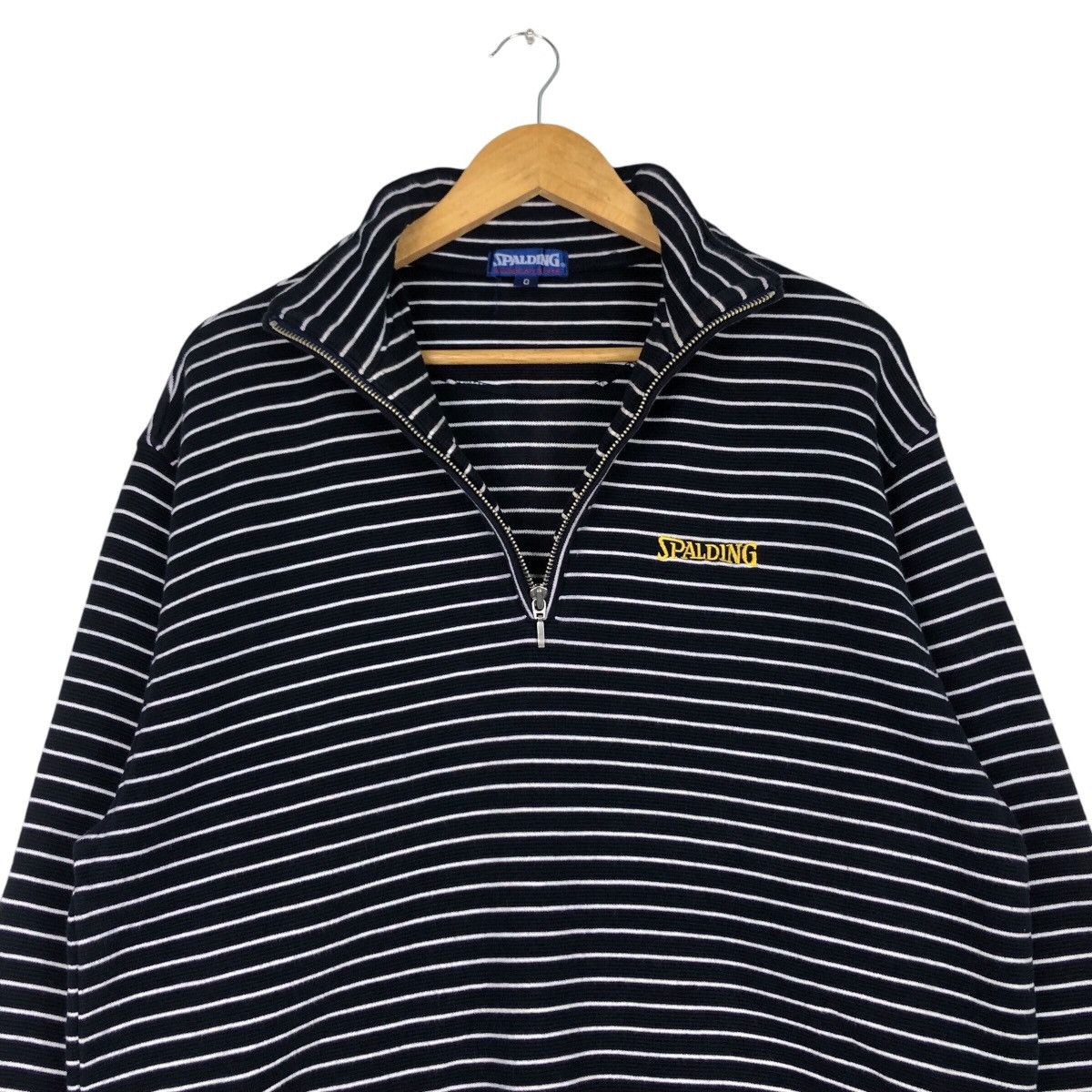 Japanese Brand × Spalding × Vintage Striped Vintage Spalding Jumper Half Zip Streetwear Rare Size US M / EU 48-50 / 2 - 10 Thumbnail