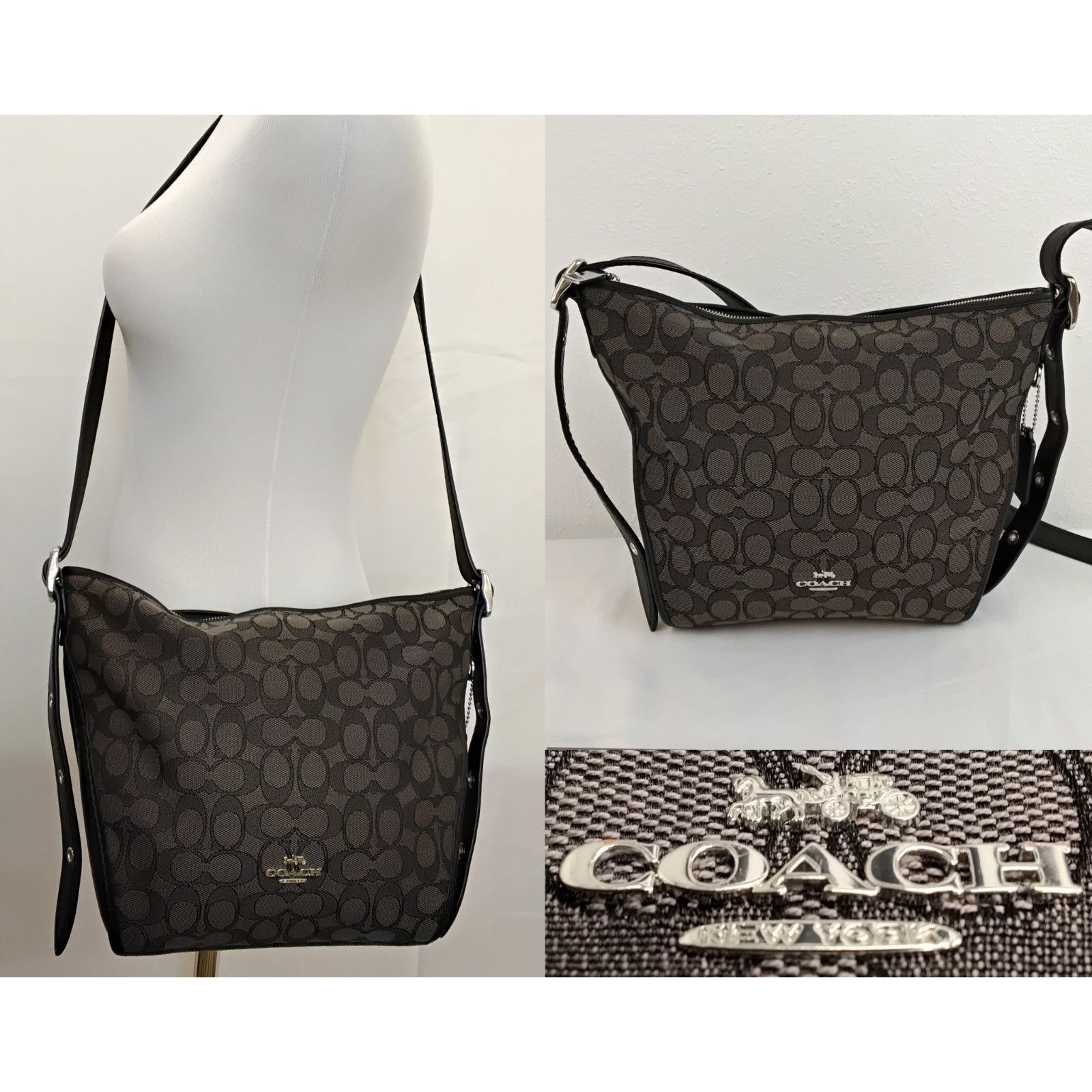 Coach Coach Dufflette Signature C Jacquard Crossbody Black Purse Size ONE SIZE - 1 Thumbnail