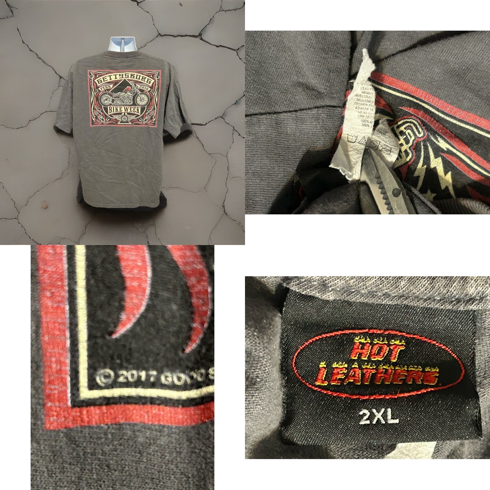 Doublet Gettysburg 17th Bike Week 2018 Shirt Men 2XL Gray Short Sleeve Double Sided Biker Motorcycle Atom Graphic Print Hot Leathers Size US XXL / EU 58 / 5 - 8 Thumbnail