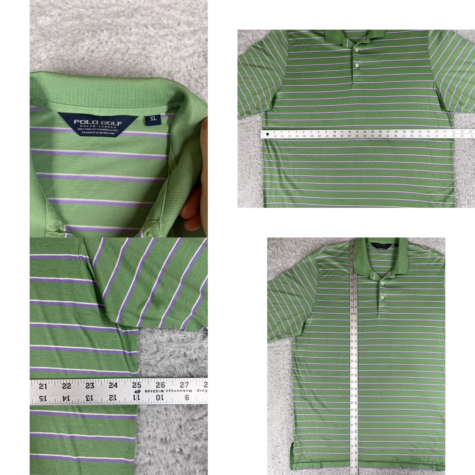Polo Ralph Lauren Polo Ralph Lauren Shirt Mens XL Green Purple Stripe 100% Cotton Polo Golf Shirt Size US XL / EU 56 / 4 - 8 Thumbnail