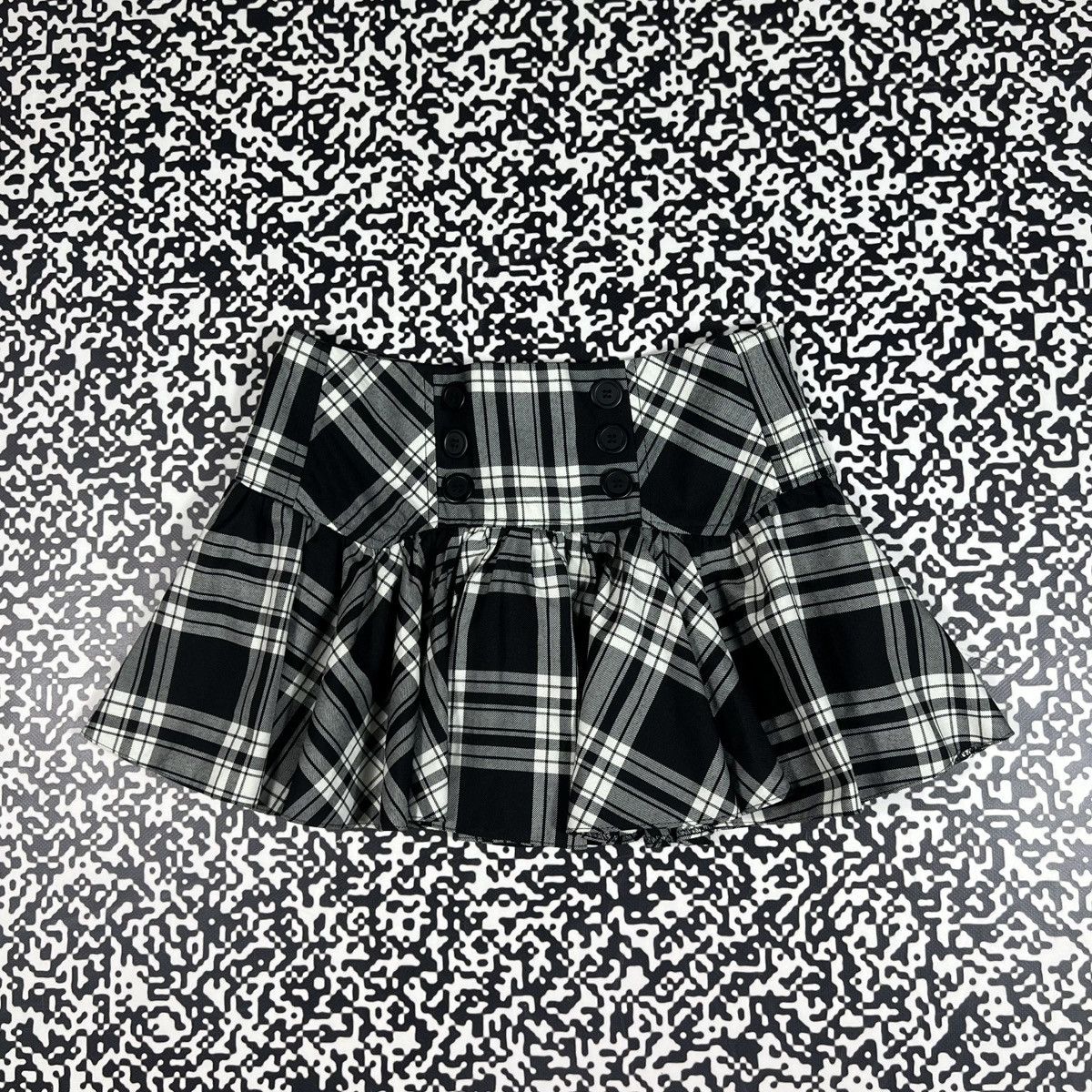 Japanese Brand Vintage Y2K Flared Sexy Checked Retro 90s Style Mini Skirt Size 27" / US 4 / IT 40 - 4 Thumbnail