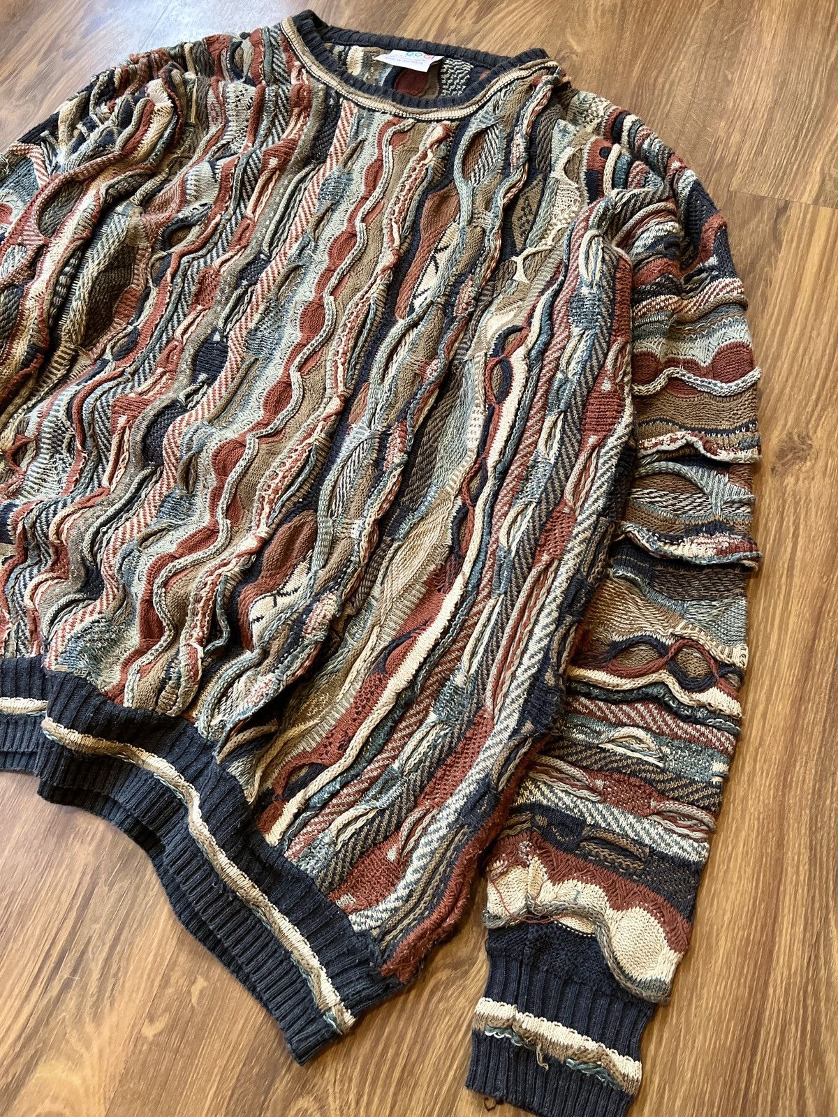 Coogi Rare Coogi 3D Knit / Sweater (Brown/Orange/Black/Blue) Size US XL / EU 56 / 4 - 2 Thumbnail
