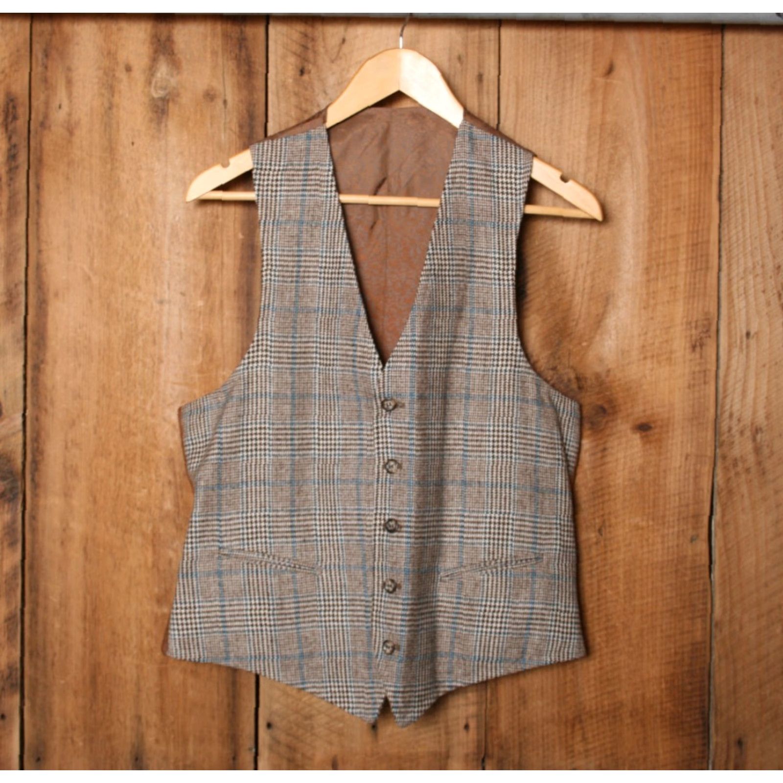 Vintage VINTAGE Triton of New England Sport Coat 2 Piece Wool Plaid Houndstooth Glen Tweed Vest Sz. 42 R-L Mens Size US XS / EU 42 / 0 - 2 Thumbnail