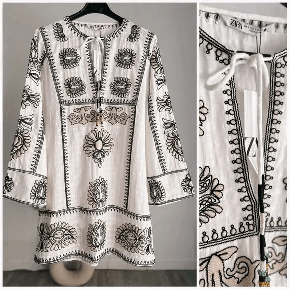 Zara Zara Short Embroidered Dress New | Grailed