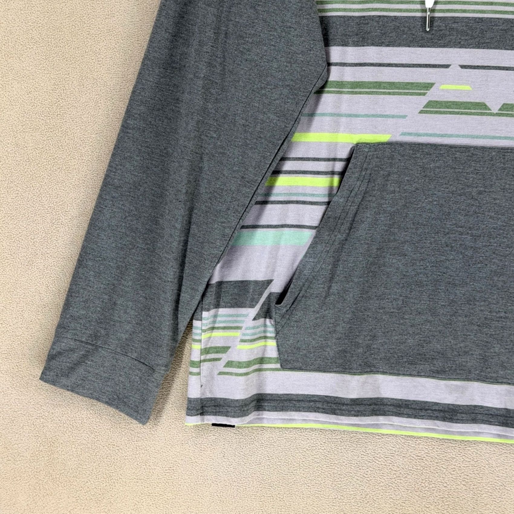 4SDESIGNS Belong Designs Hoodie Mens XXL Gray Striped Pullover Long Sleeve Pockets Hooded Lightweight Crew Neck Zipper Logo Size US XXL / EU 58 / 5 - 3 Thumbnail