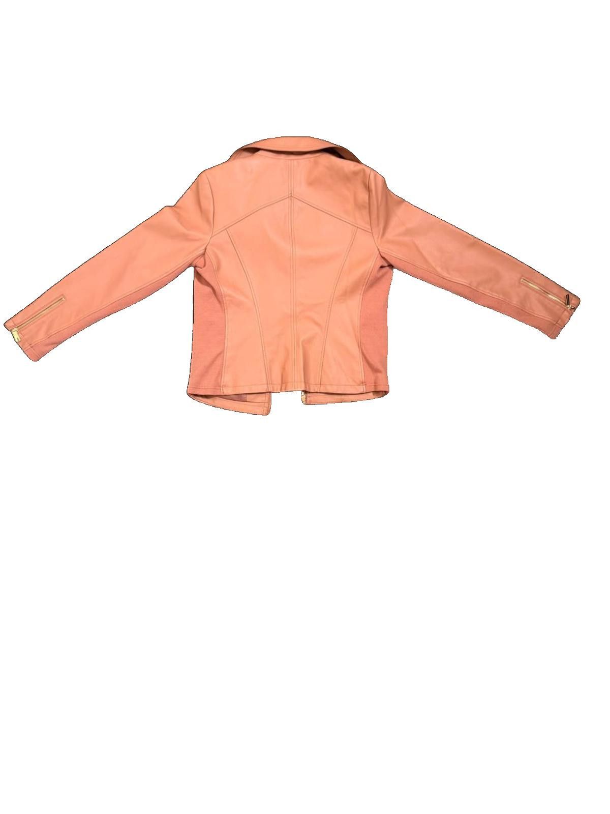 Other Kenneth Cole Faux Leather Moto Jacket Coral Pink - Medium Size M / US 6-8 / IT 42-44 - 2 Thumbnail