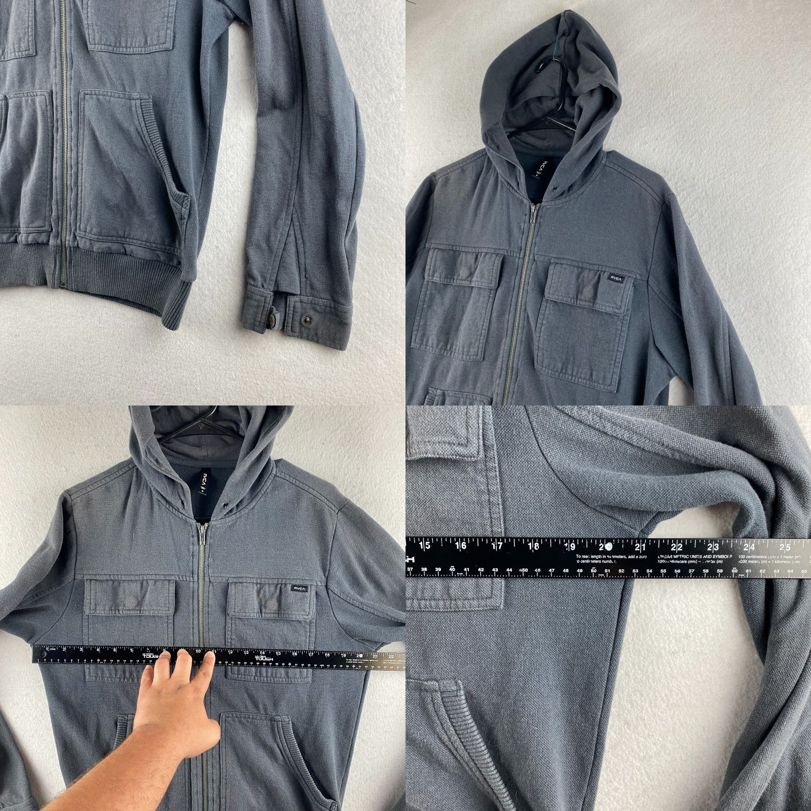 RVCA RVCA Hoodie Mens S Gray Bomber Full Zip Fleece Lined Hooded Pockets Shirt? Size US S / EU 44-46 / 1 - 8 Thumbnail