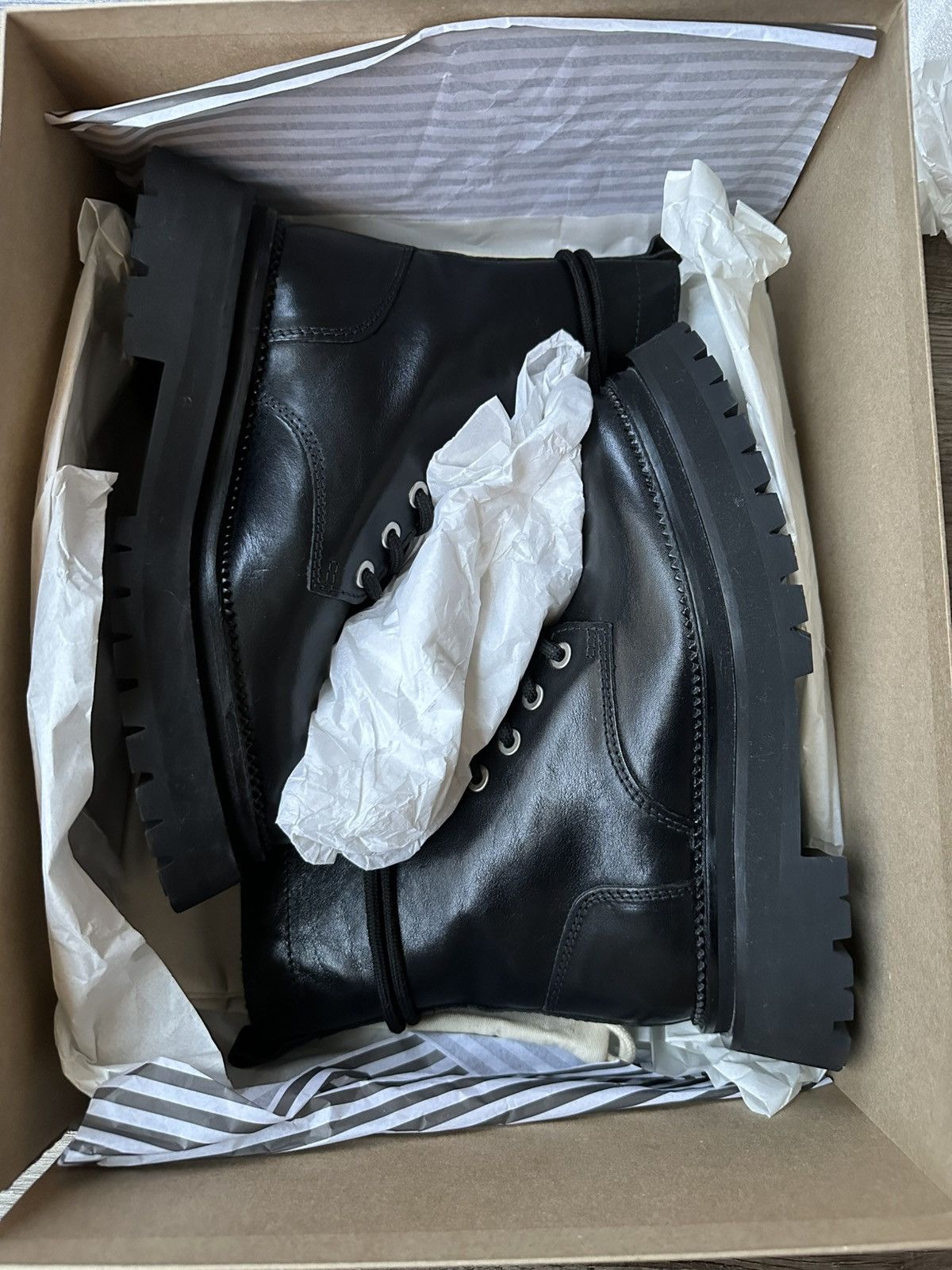 AMI AMI Paris Alexandre Mattiussi Calfskin Military Chunky Boots Size US 7.5 / EU 40-41 - 4 Thumbnail