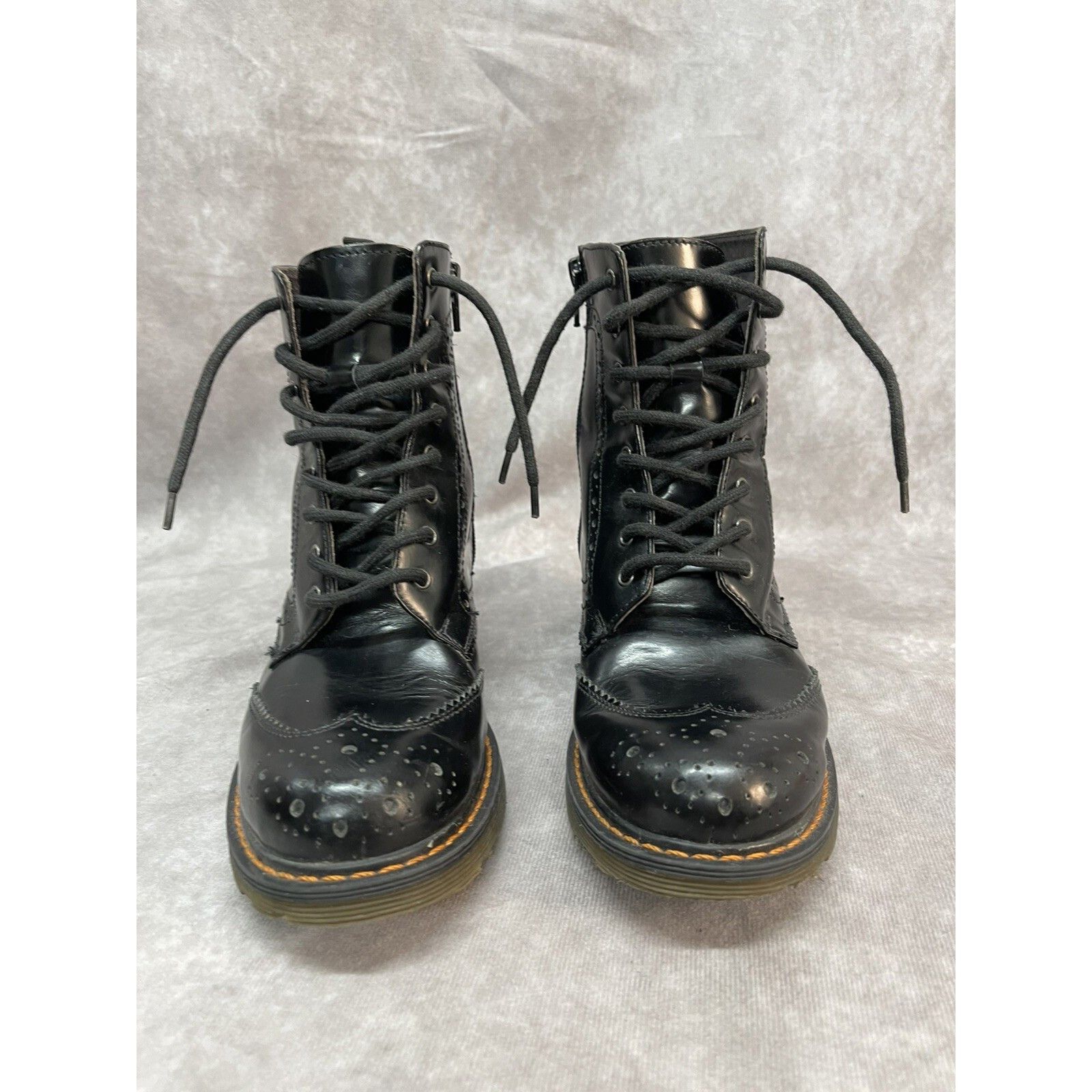 Barneys New York Barneys New York Woman’s Brogue Combat Boots Lace Side Zip M Size US 5 / IT 35 - 2 Thumbnail
