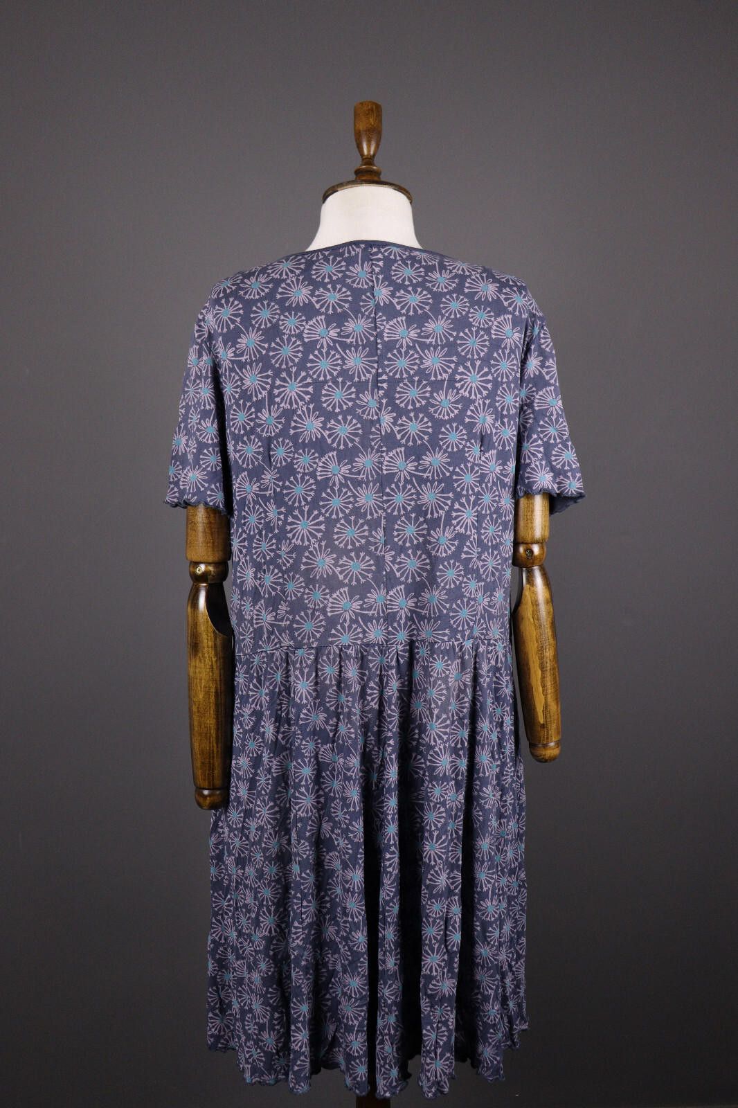 Designer Deerberg Blue Floral Relaxed Summer A-Line Dress Size L Size L / US 10 / IT 46 - 6 Thumbnail