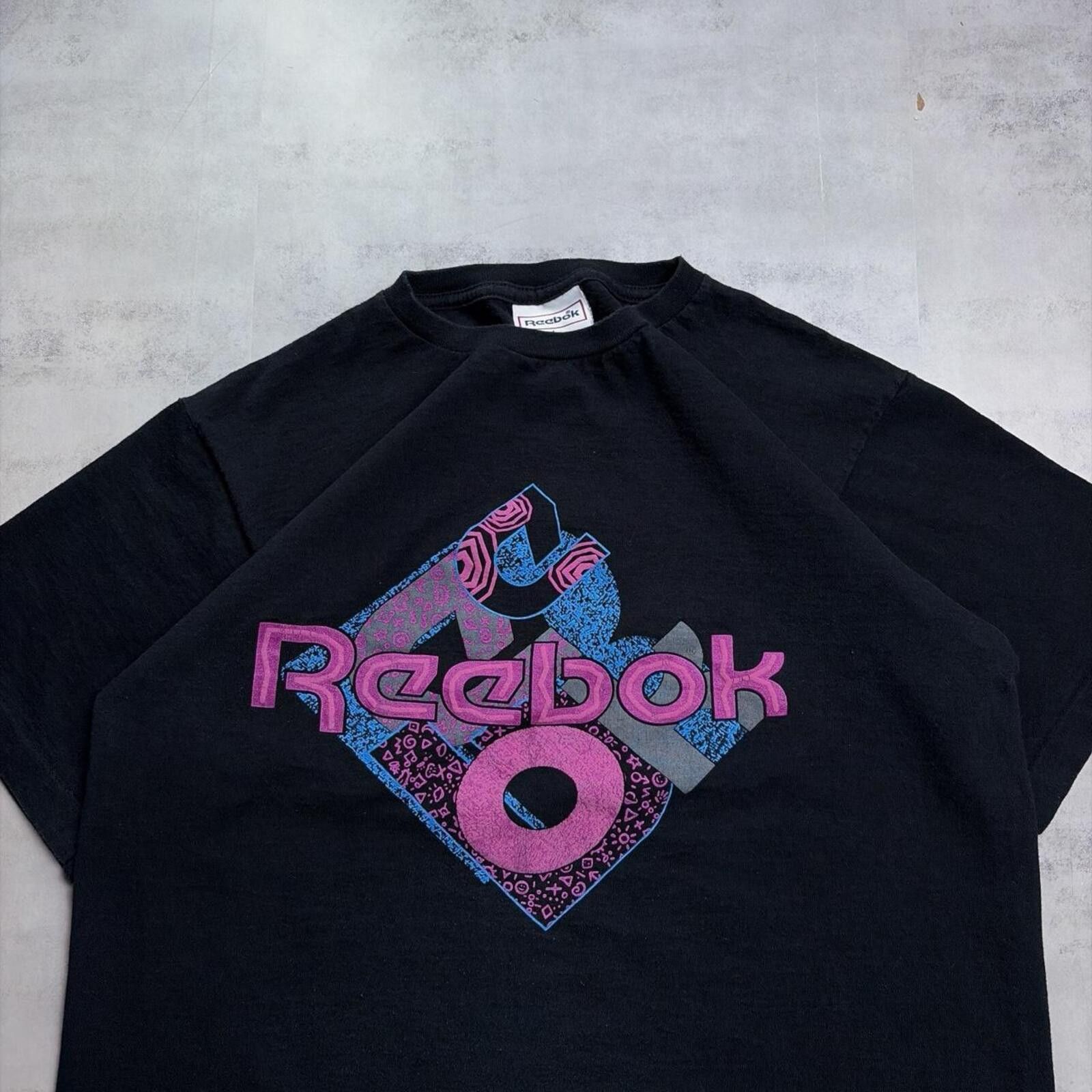 Reebok Vintage 90’s Black Reebok Aztec Logo Retro T-Shirt Size US L / EU 52-54 / 3 - 4 Thumbnail