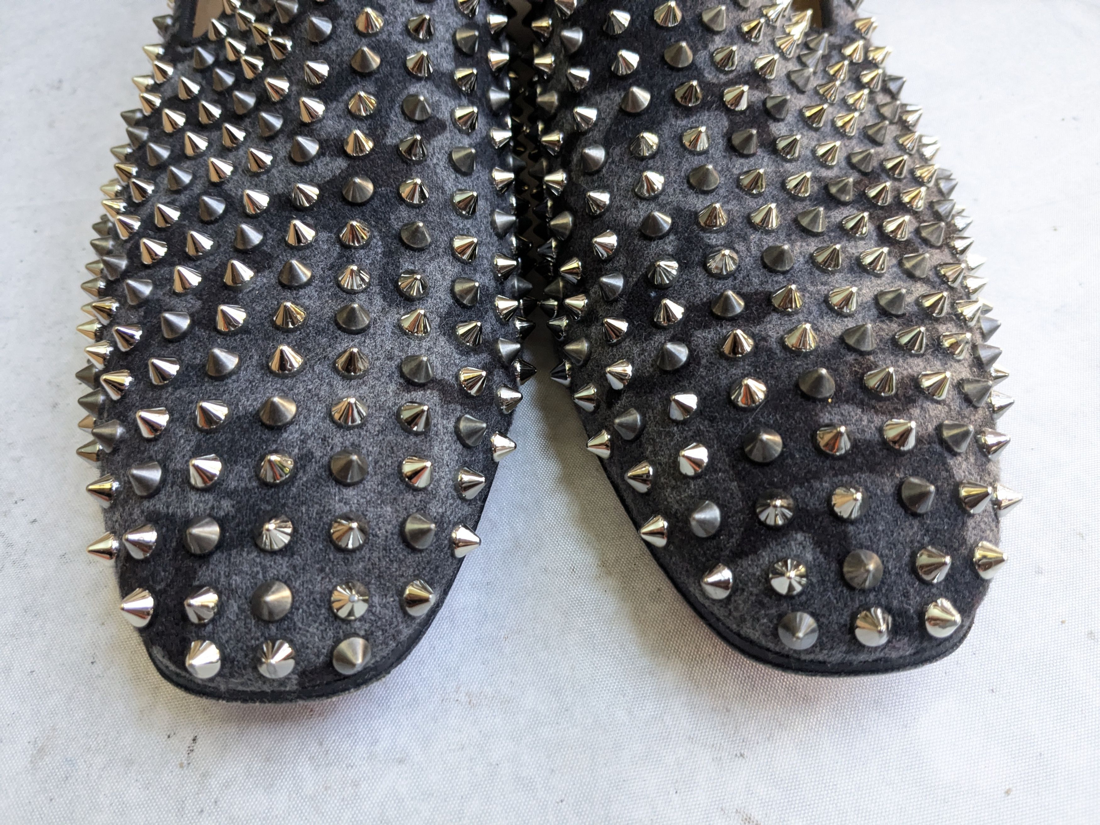 Christian Louboutin Christian Louboutin Spike Loafers Black Gray 13 46 Wool Size US 13 / EU 46 - 4 Thumbnail